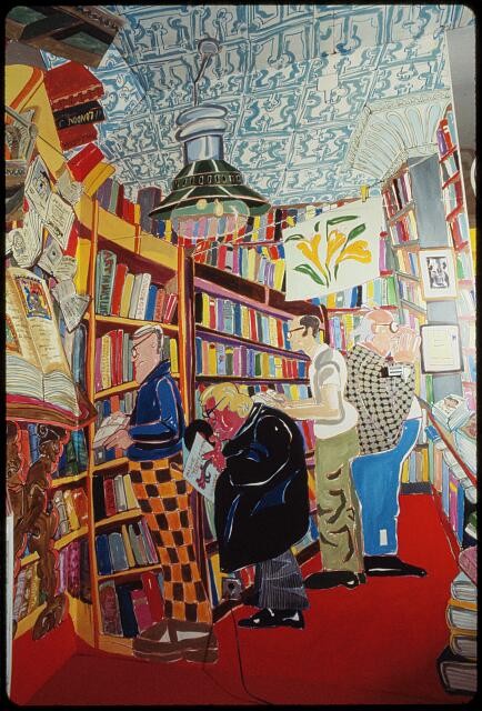 Photo:Red Grooms 1978 Bookstore Bookshop Interior Art Print
