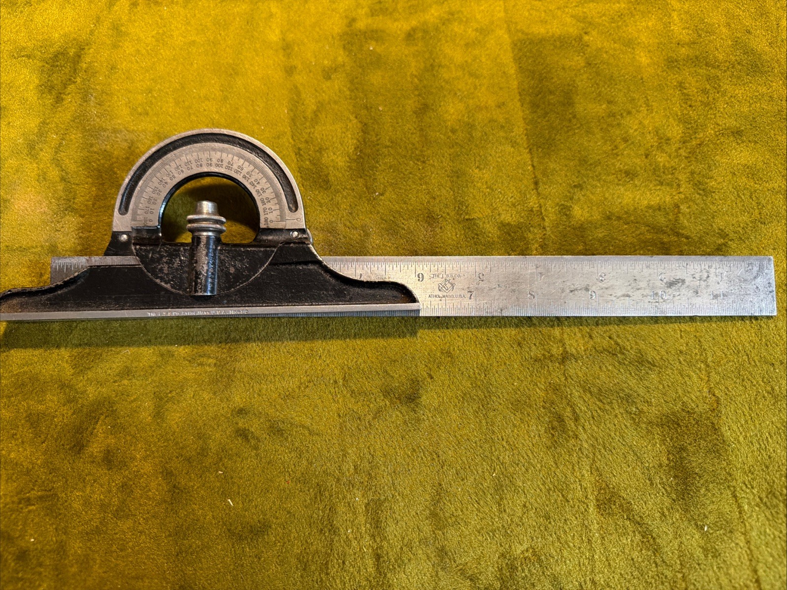 Vintage LS Starrett No 490 Protractor with 12\