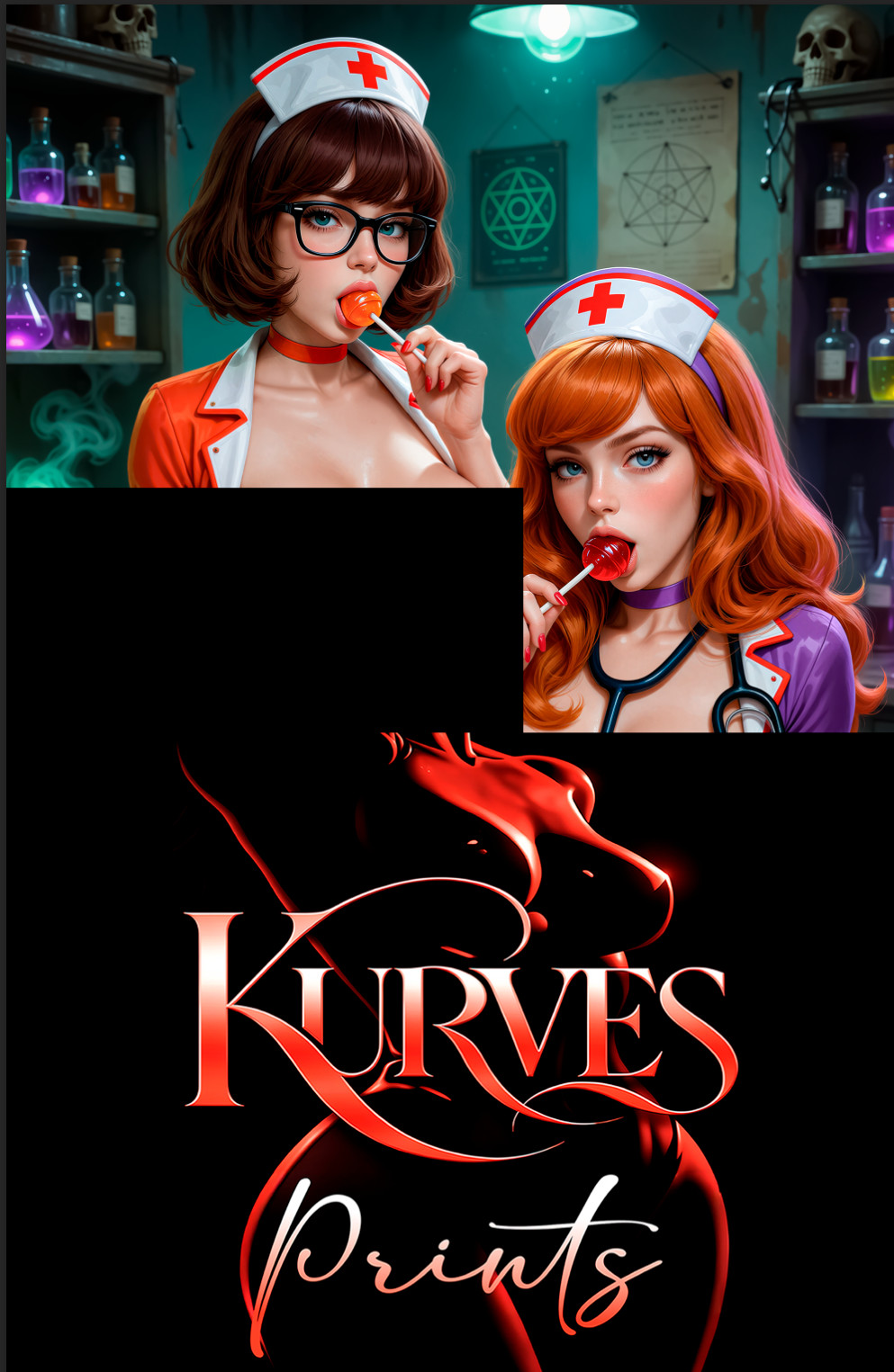 Velma and Daphne Cosplay NURSES | NOTI | SINGLE COVER PRINT | KURVES COMICS