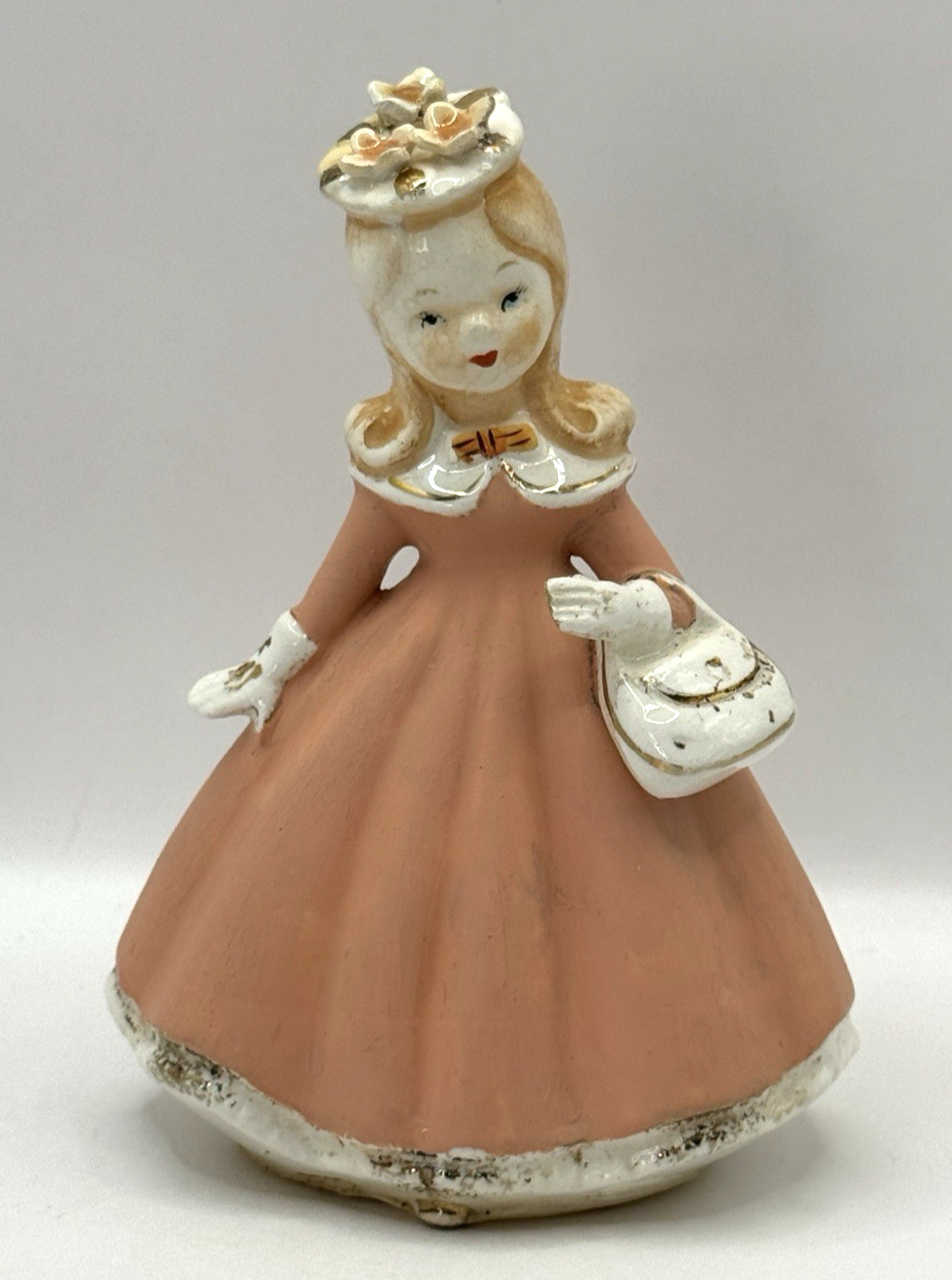 Vintage Lefton SUNDAY'S BEST Girl Figurine in Peach Dress - 5