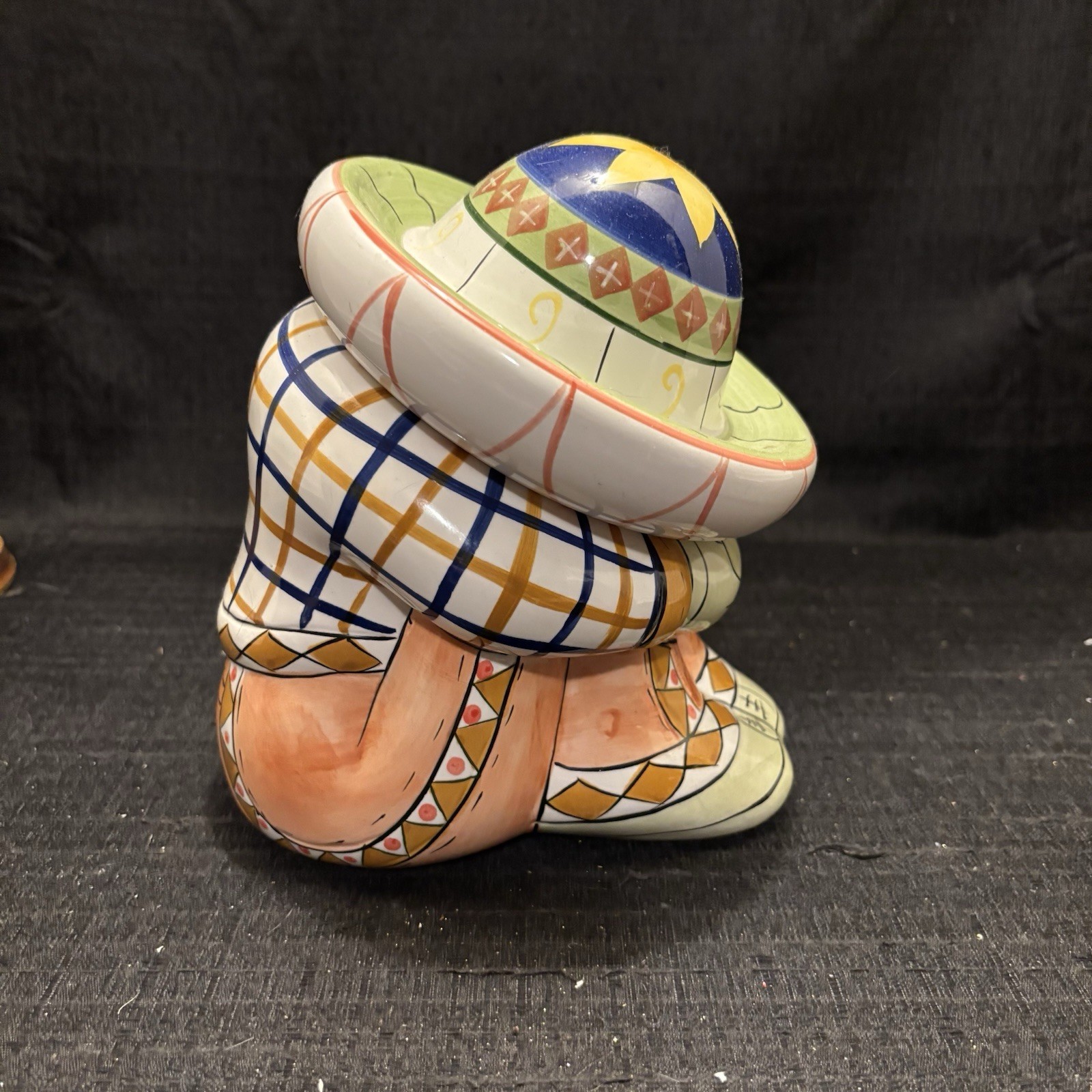 Vintage  WCL Mexican Siesta Cookie Jar, Sombrero Is Lid. Talavera  Style 28