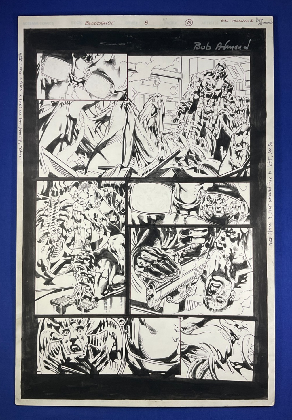 Bloodshot #8 page 16 vs X-O Manowar Valiant Acclaim Comics VH2 Original Art 1998