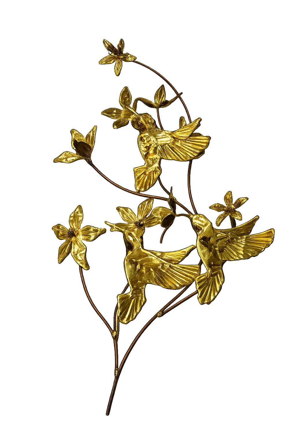 Vintage Homco Hummingbird Leaf Spray Brass Mid Century Wall Decor Bird Floral