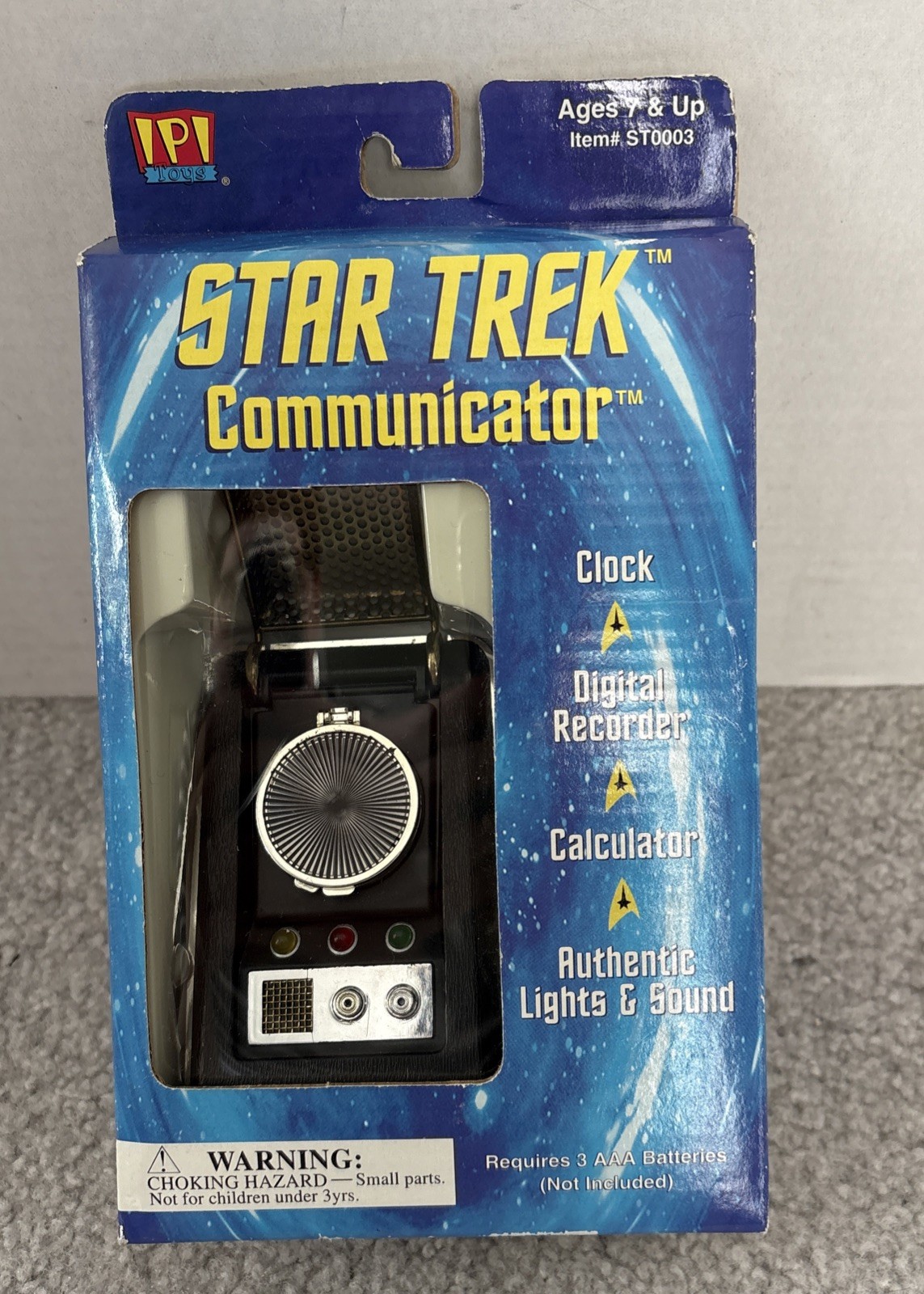 Star Trek Communicator-IPI Toys, TM2000, Clock, Calc, Dig Rec, Lights/Sound, NIB