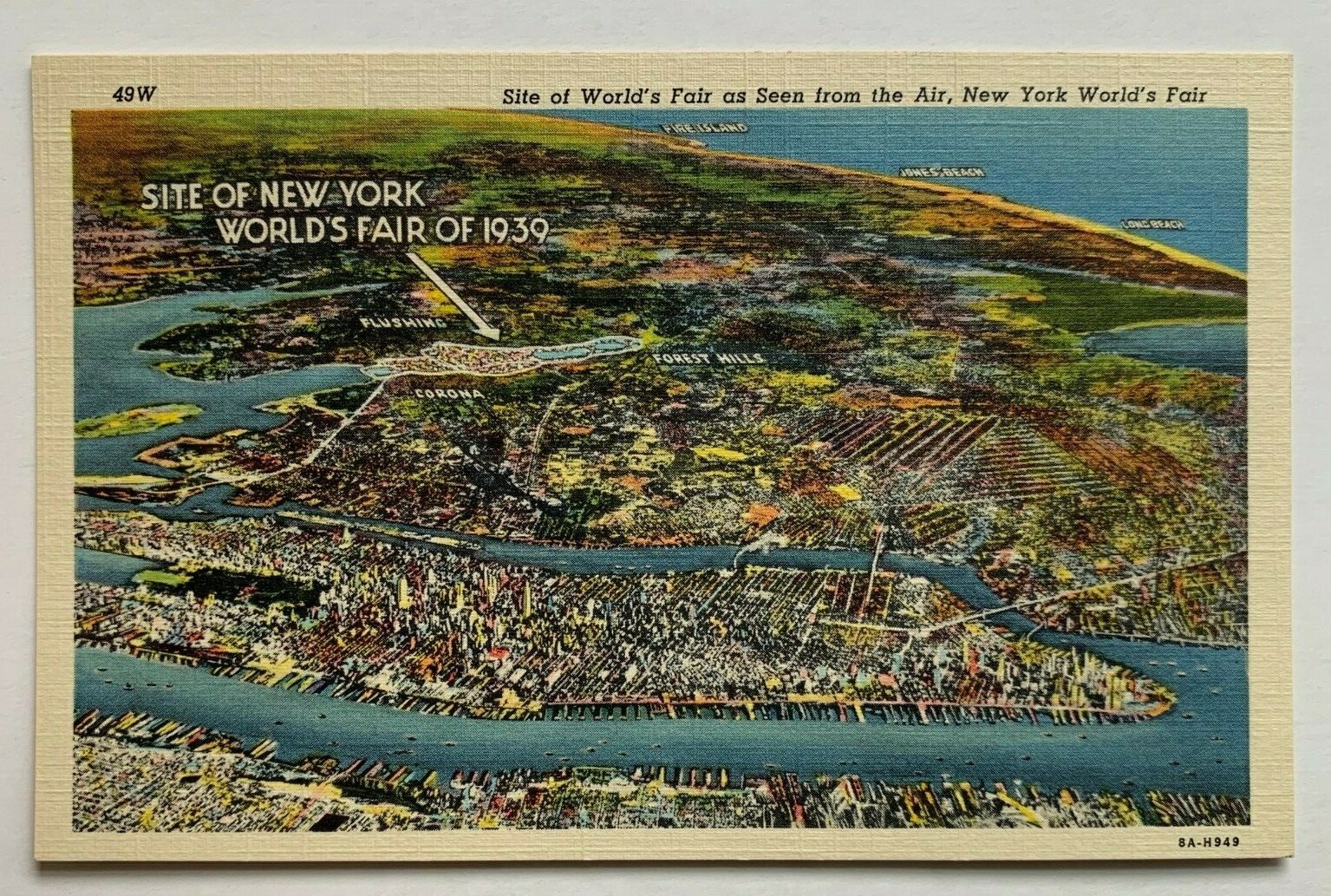 1939 NY Postcard Site of New York World\'s Fair As Seen from the Air aerial view