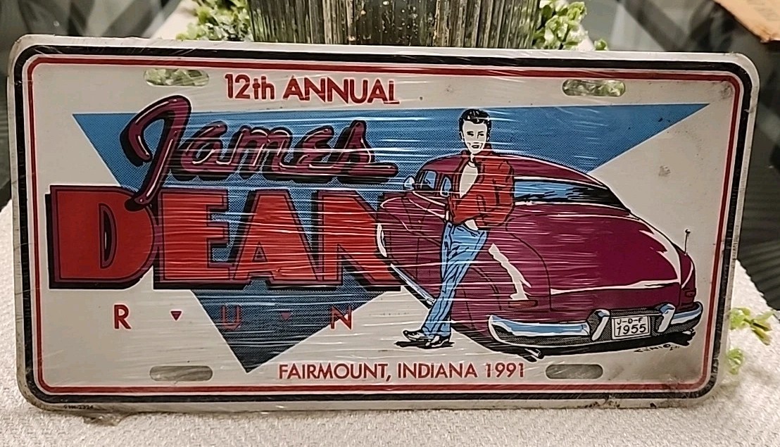 12th Annual JAMES DEAN Run Embossed Aluminum License Plate ~ New