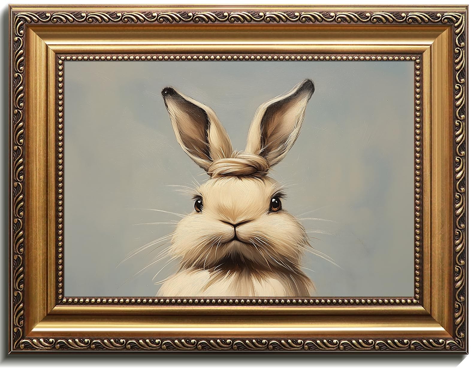RETRART Vintage Gold Framed Rabbit Wall Art Easter Bunny Wall Decor, Home