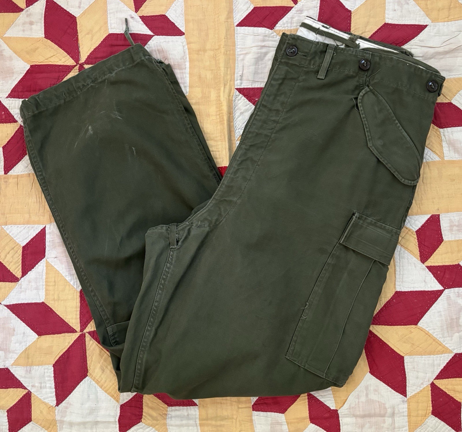 Vintage 50s US Army M51 Field Pants X Large Long Korean War Unusual Stencil
