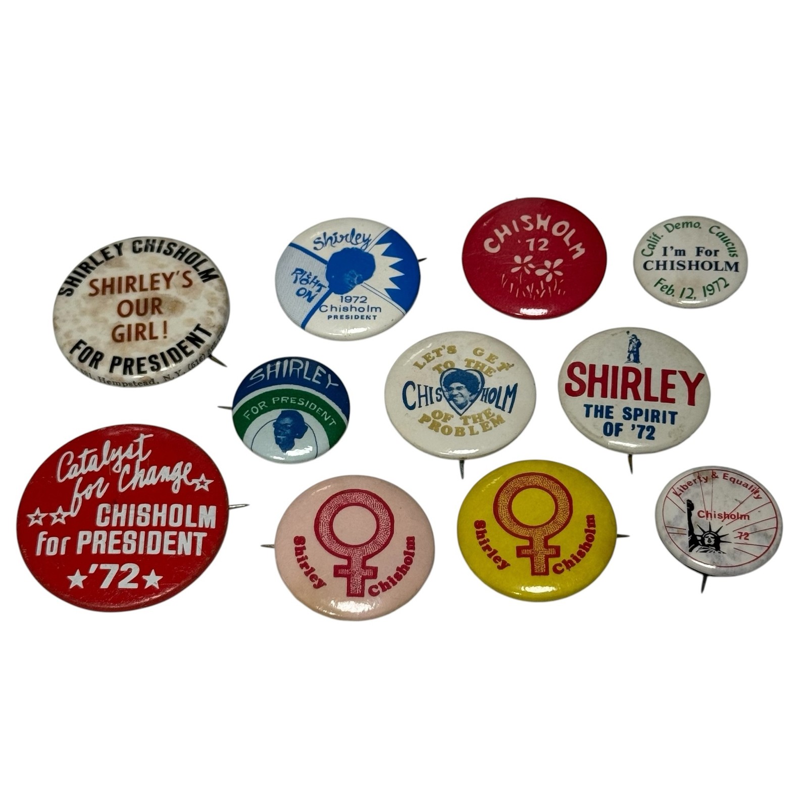 Vintage Shirley Chisholm 1972 Campaign Pinback Buttons Lot 11 Feminist Political