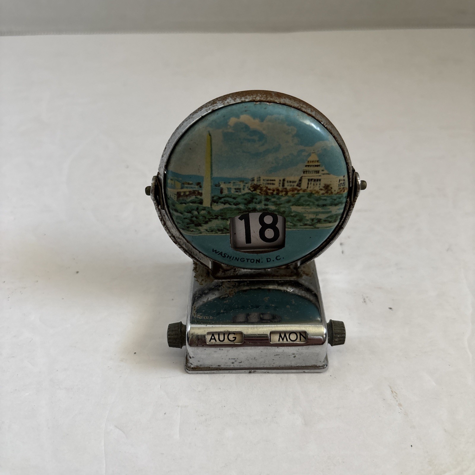 Antique Metal Washington D.C. Perpetual Flip Calendar Collectible Desk Top S3