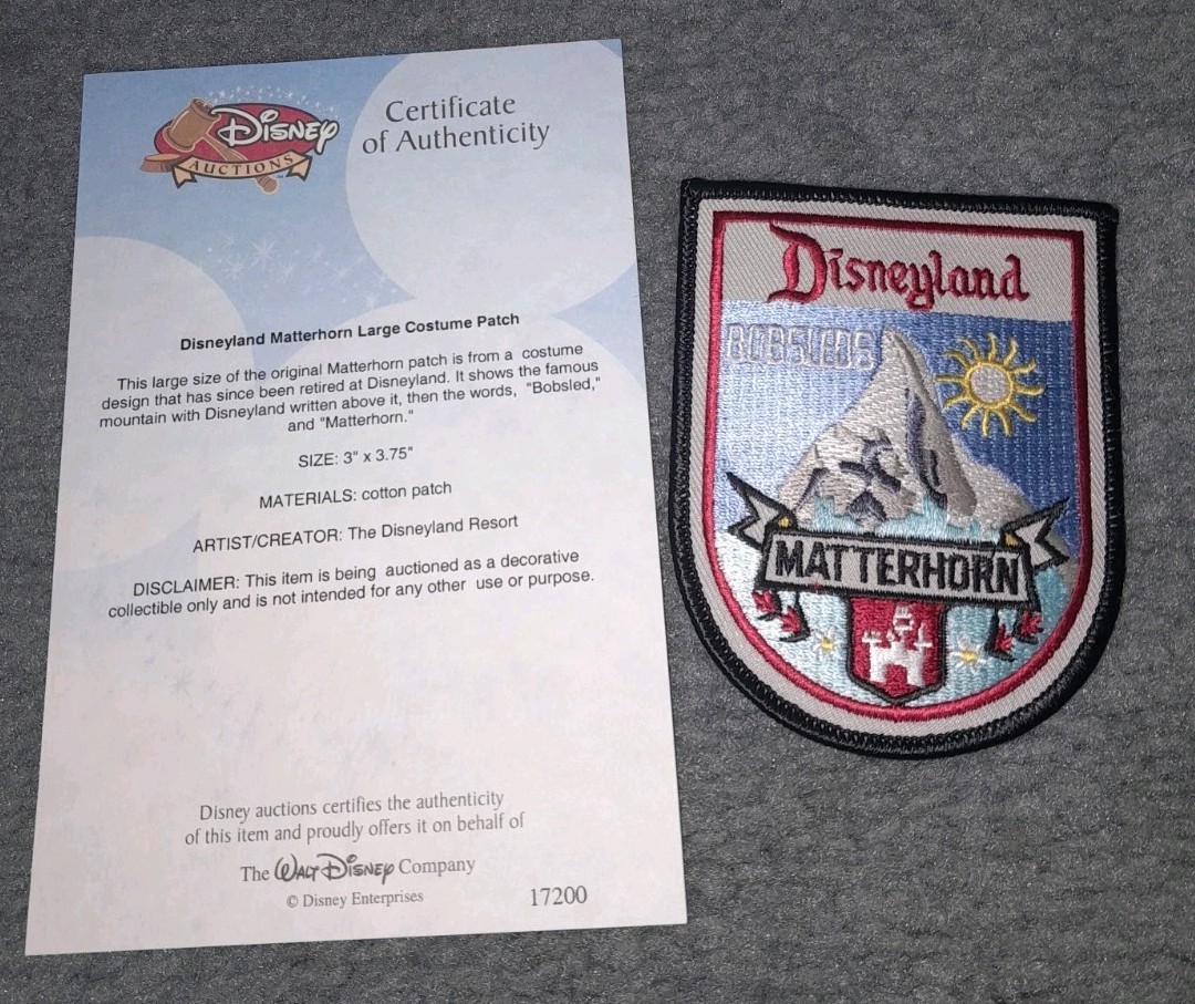 DISNEYLAND MATTERHORN CAST MEMBER UNIFORM PATCH RARE WITH DISNEY COA VINTAGE 