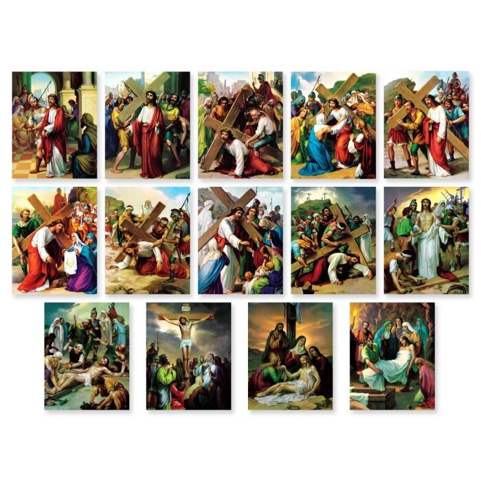 Stations of the Cross Poster Set, 8 x 10 Inches, 14 Individual Posters Included