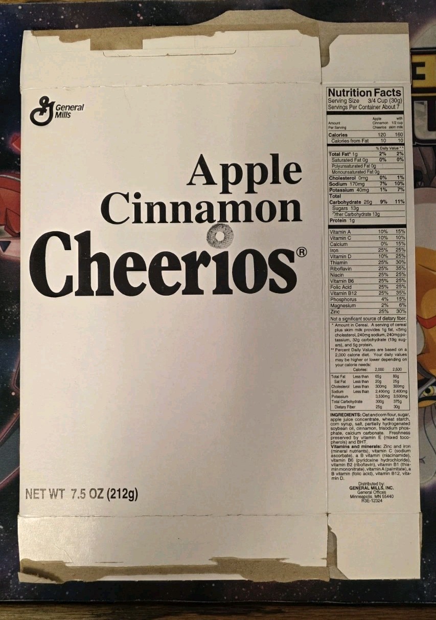 EXTREMELY RARE Apple Cinnamon Cheerios TEST Box \