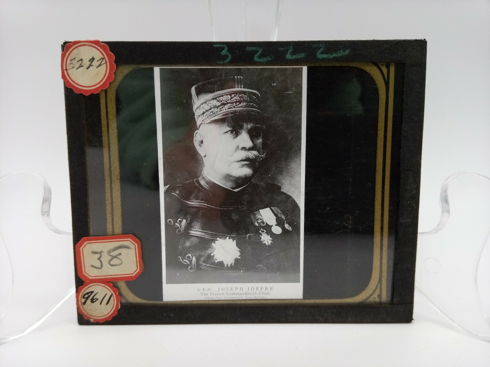Marshal Joseph Joffre Commander in Chief  WW1 French Forces Glass Slide Plates