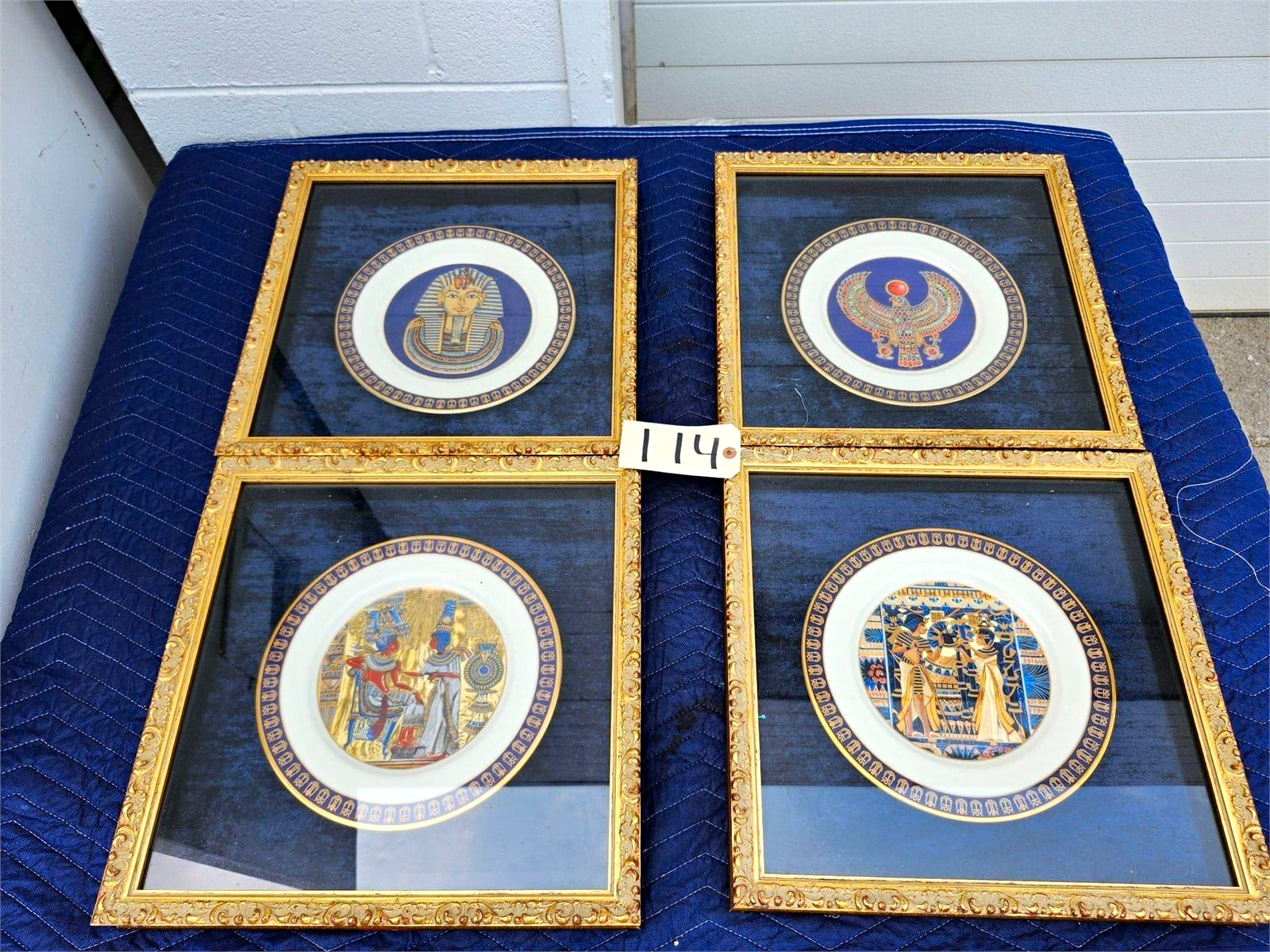 Gorham Treasures of Tutankhamun Set of 4 Collector Plates Framed Egyptian 1978