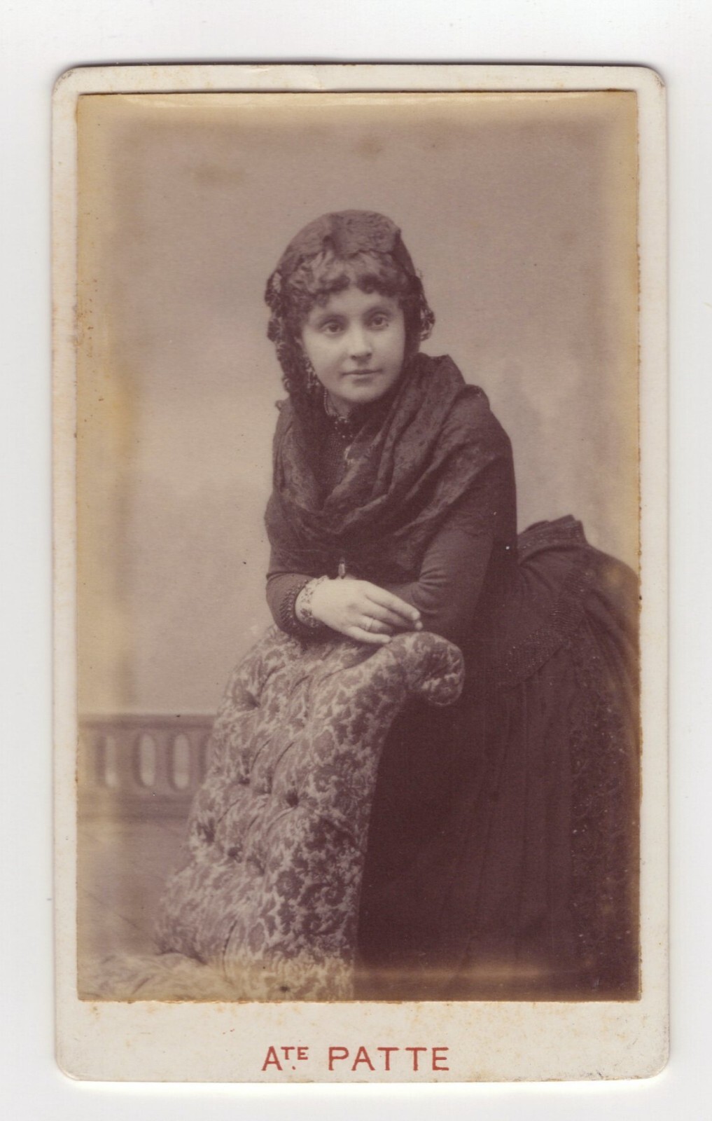CDV PORTRAIT : BEAUTIFUL WOMAN :PHOTO BY AUGUSTE PATTE : BOULOGNE-SUR-MER,FRANCE