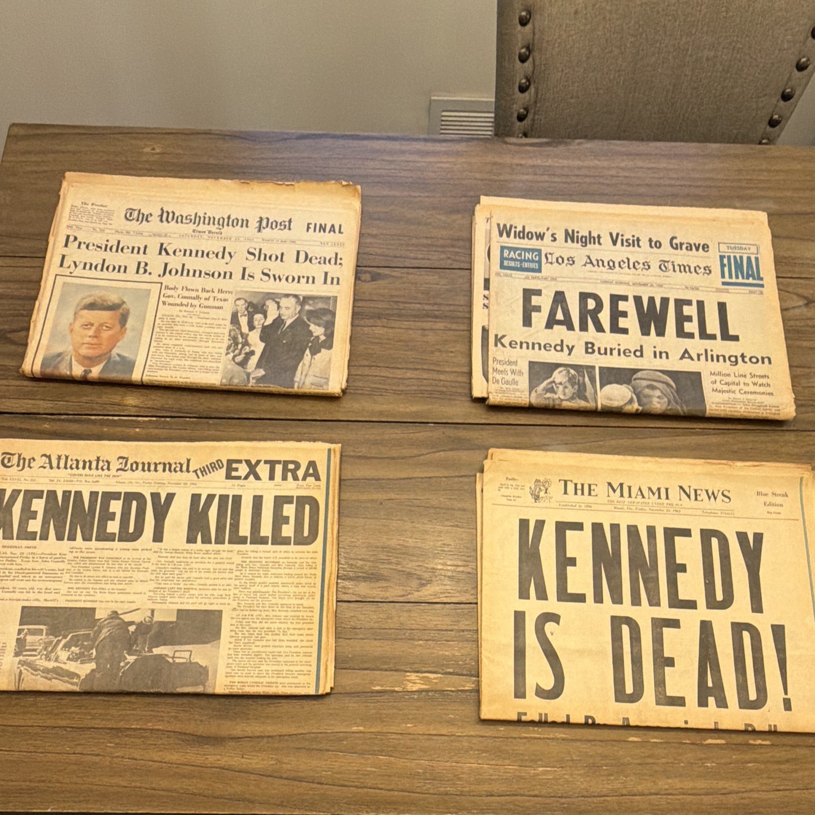 JFK Assassination 1963 Newspaper Lot / Washington Post, LA Times,  Atlanta,Miami
