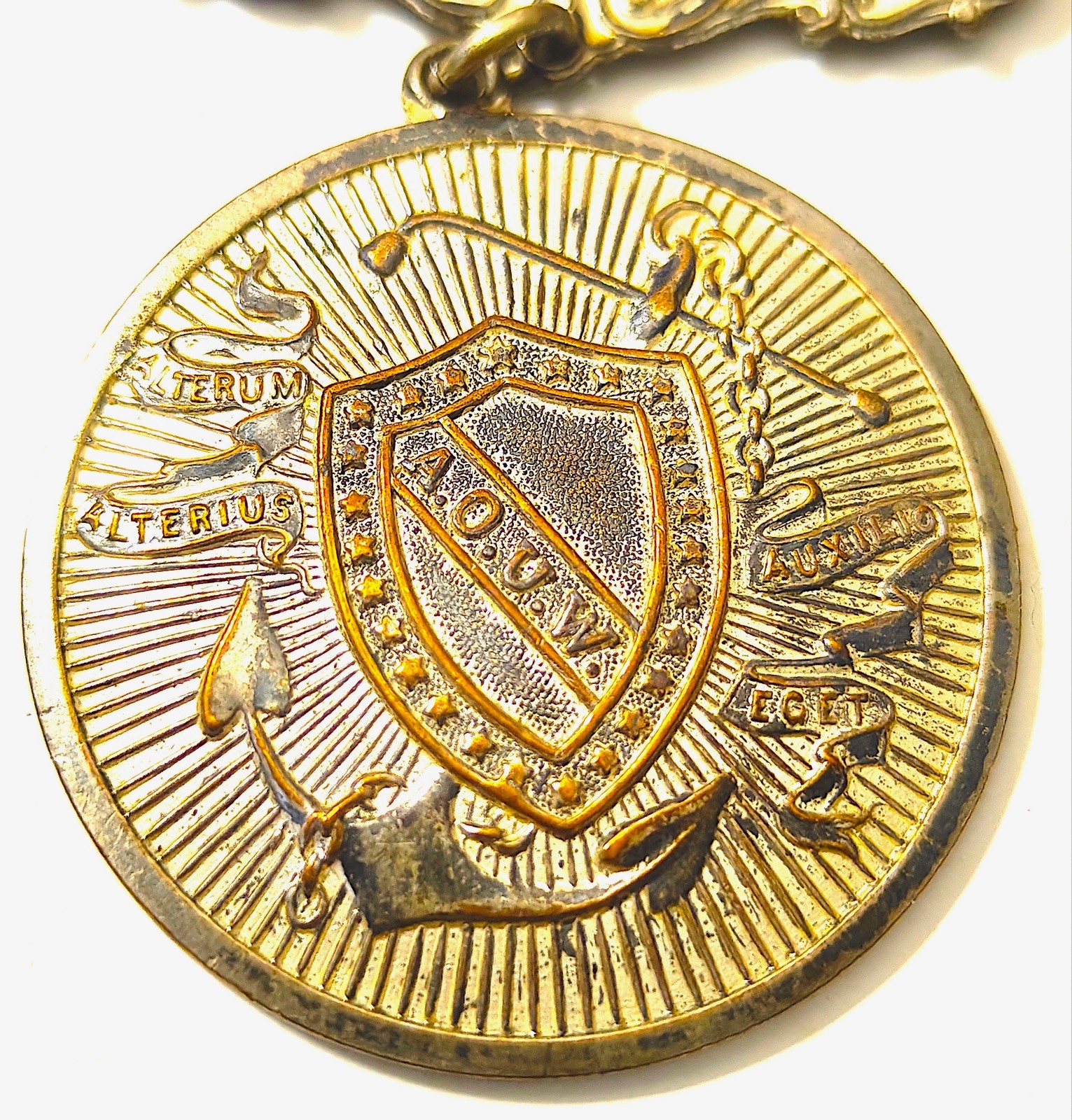 Antique A.O.U.W. Fraternal Medal Watch Fob, Ancient Order Workmen