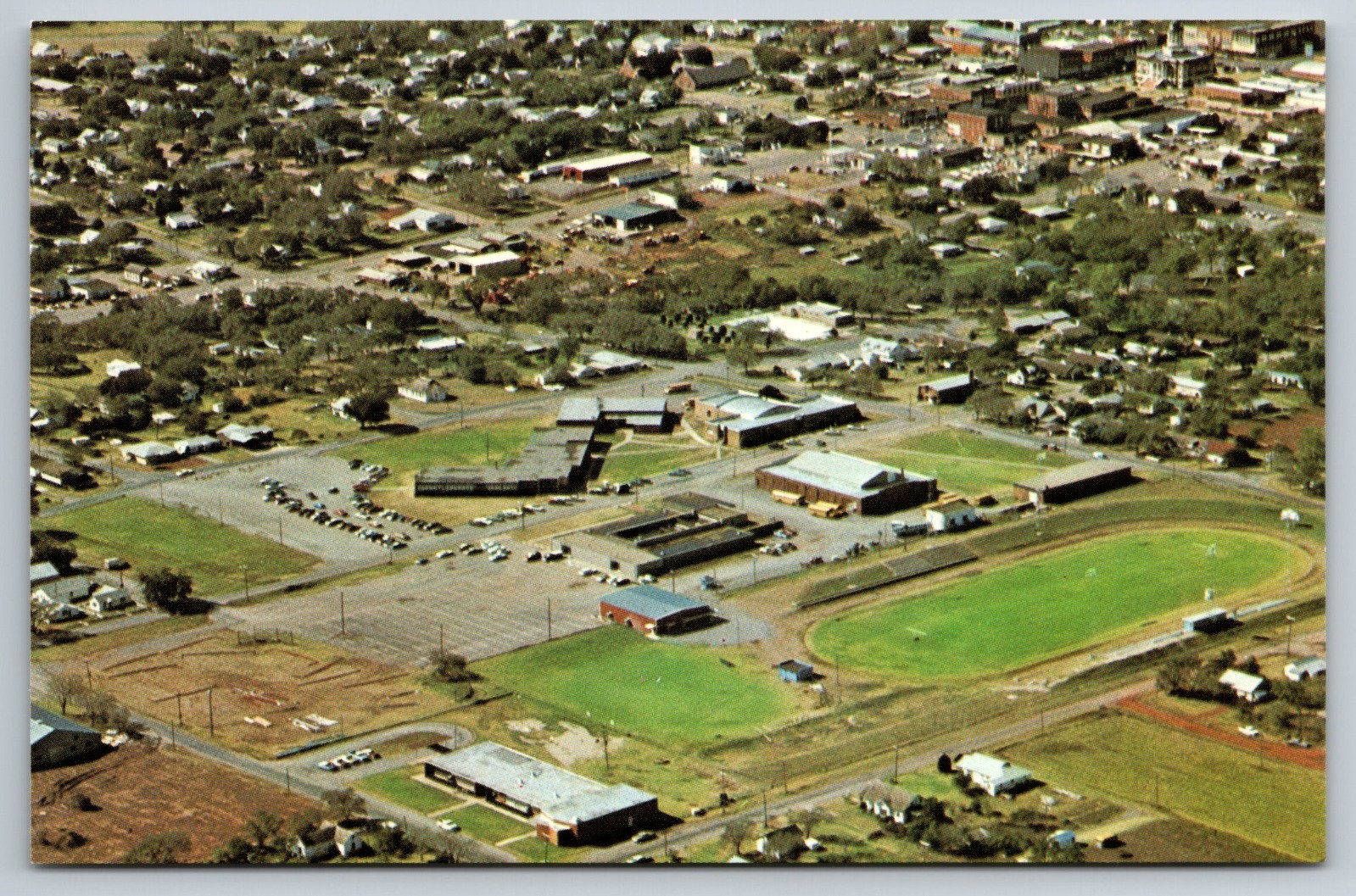 Cordell Schools Aerial View Oklahoma Vintage Postcard