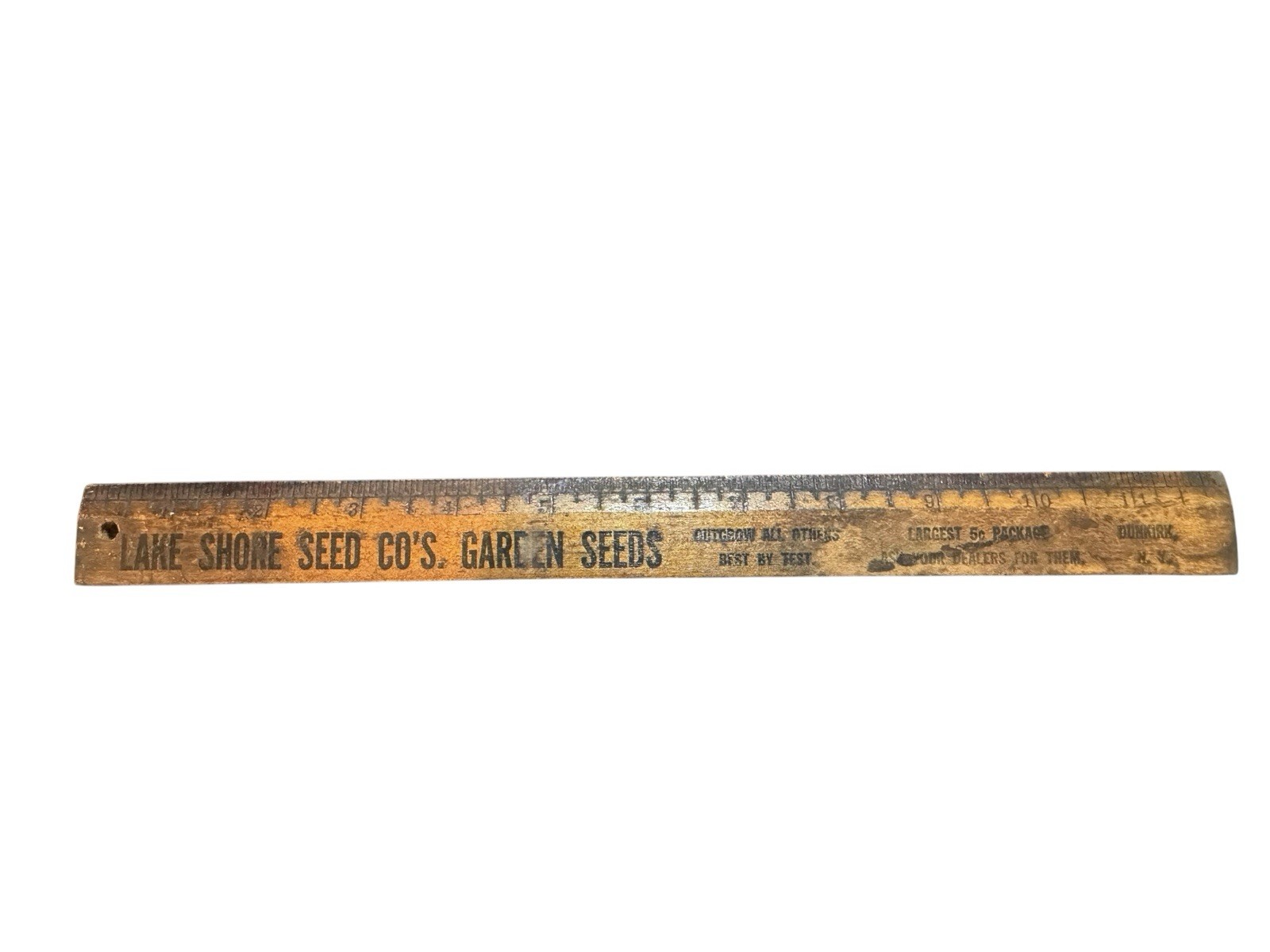VTG Advertising Ruler Lake Shore Garden Seeds New York Wright’s Remedies Wooden