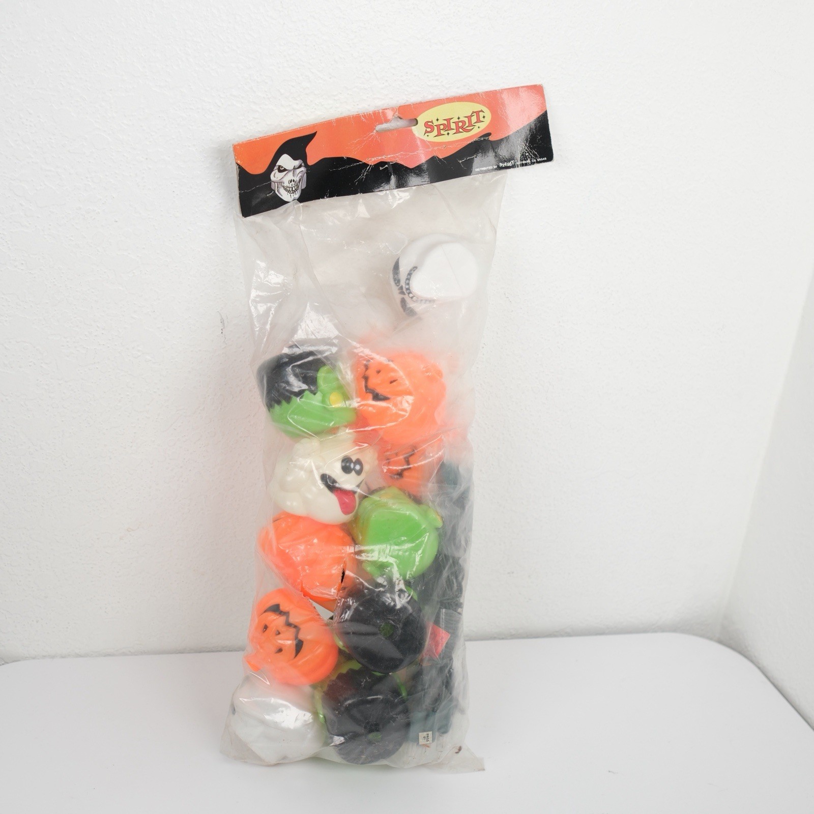 Vtg Spirit Halloween Blow Mold String Lights Pumpkin Frankenstein Ghosts Skulls