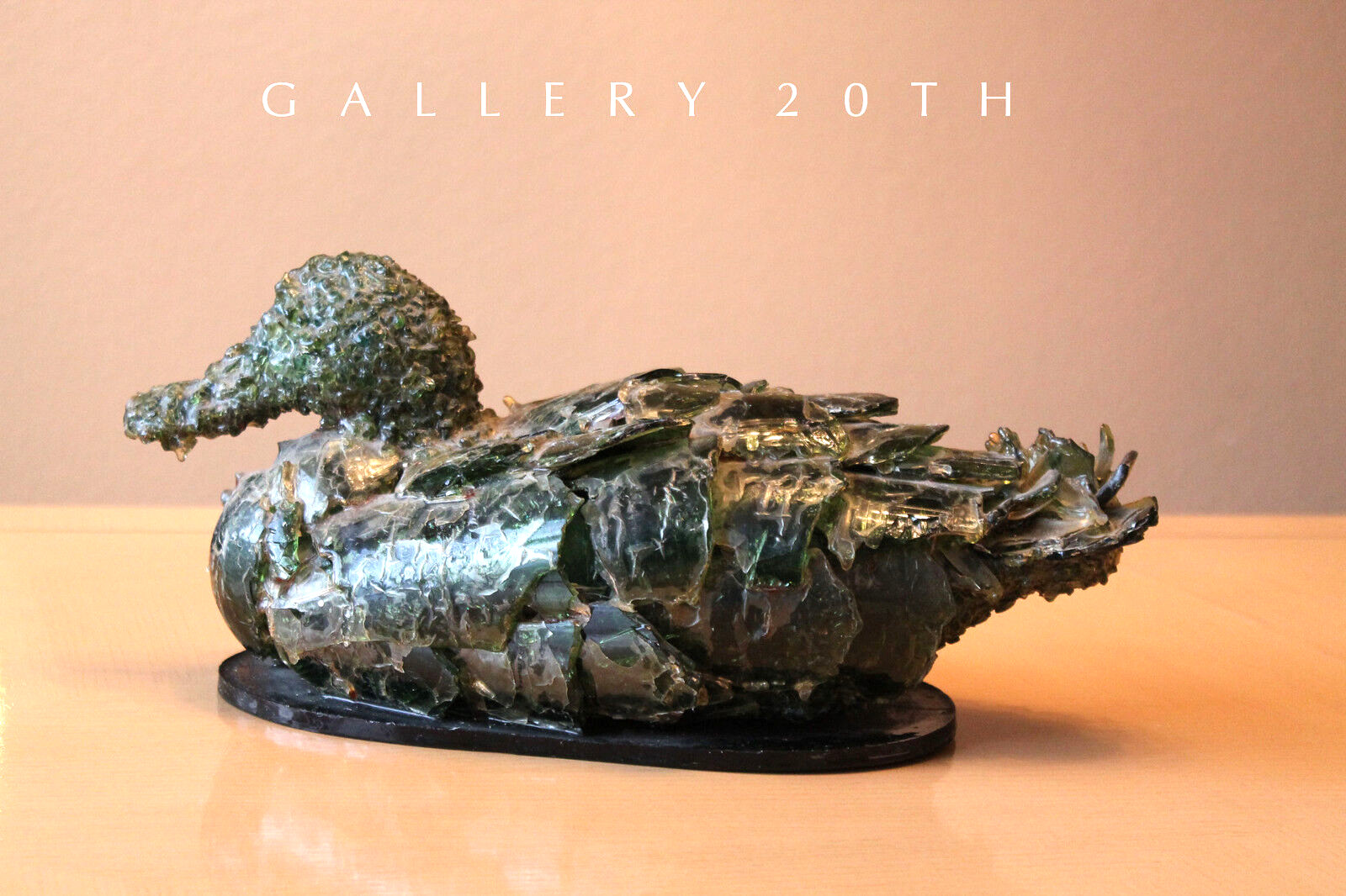 GORGEOUS MID CENTURY ABSTRACT GLASS DUCK SCULPTURE 60S 50S ART ORIG VTG MODERN