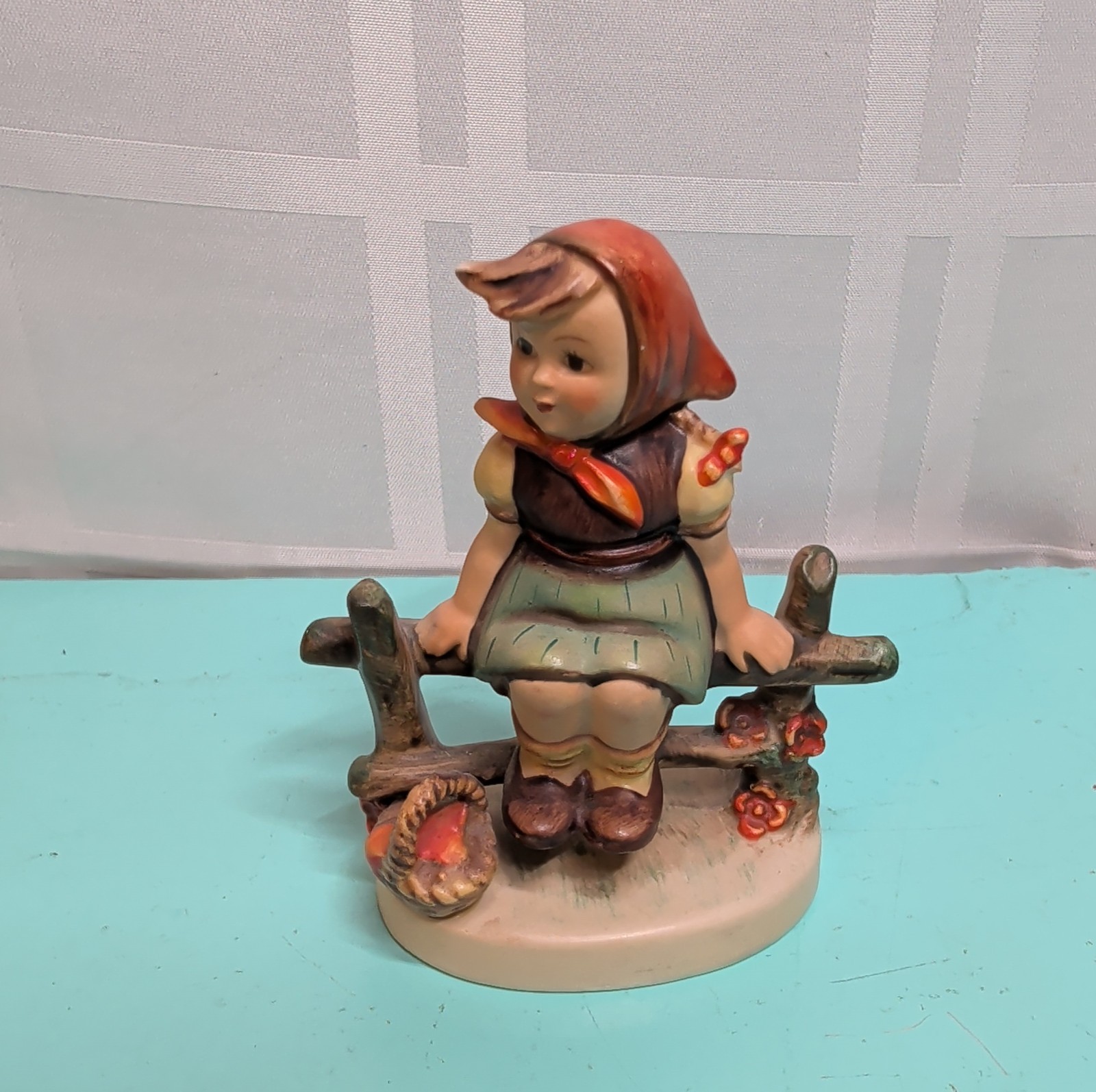 Vintage Goebel Hummel Figurine Just Resting Girl on Fence #112 W. Germany