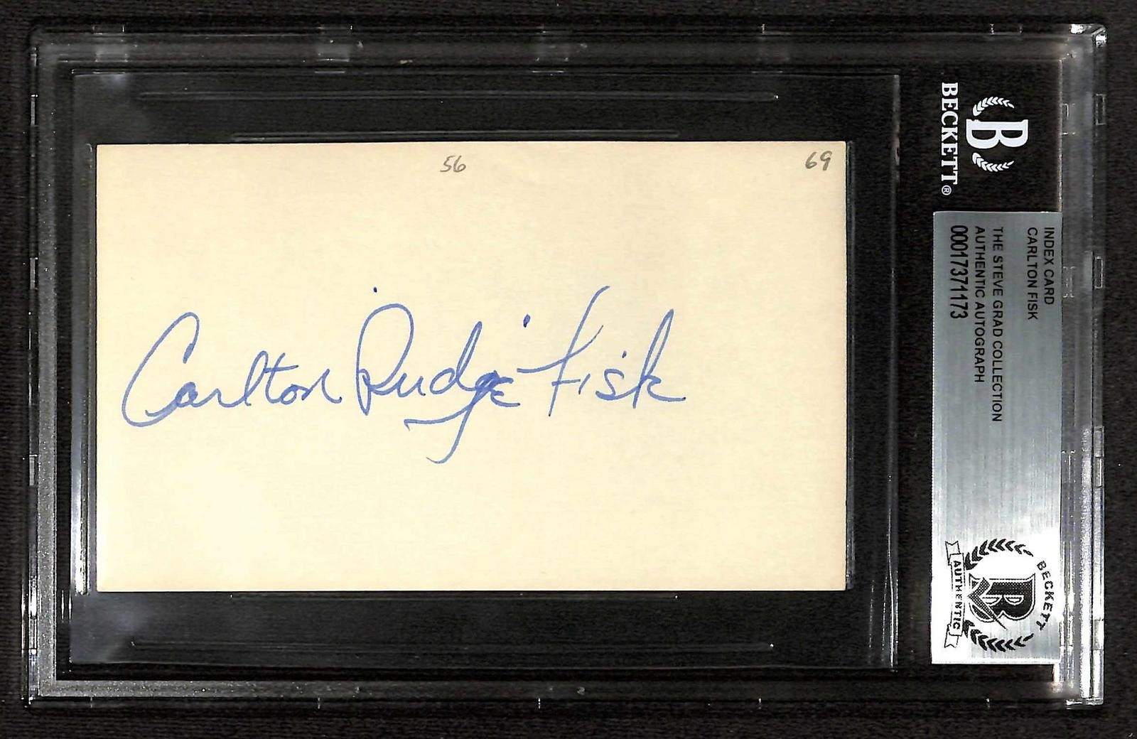 Carlton Fisk Vintage Signed Rookie Era 3x5 Index Card Beckett