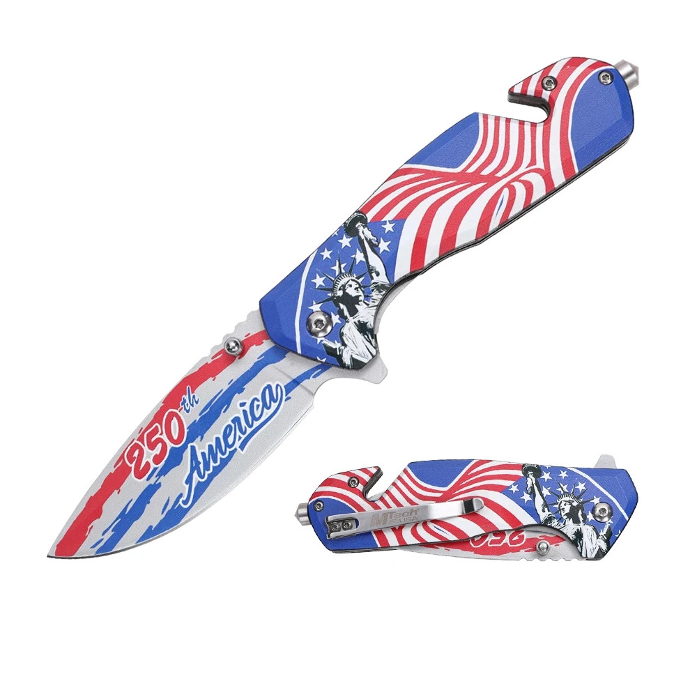 MTech A/O 250 USA Anniversary Knife Aluminum Handle Stainless Blade MTA2070F250