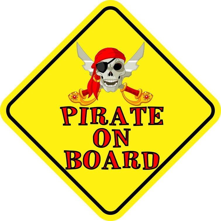 5in x 5in Pirate On Board Sticker Car Truck Vehicle Bumper Decal