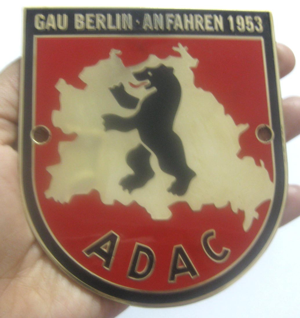 ADAC GAU BERLIN ANFAHREN 1953 CAR GRILL BADGE EMBLEM LOGOS METAL ENAMLED CAR GRI