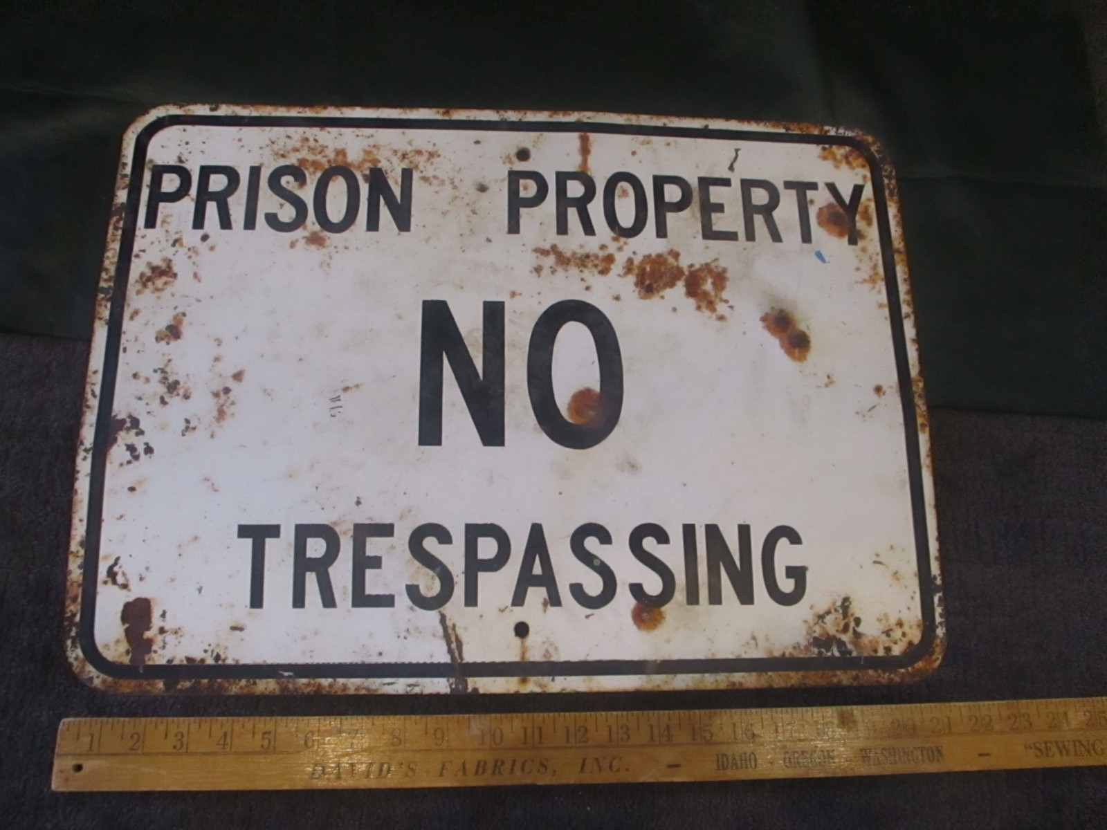 Vintage Original Large Prison Property NO Trespassing Metal Sign Idaho State