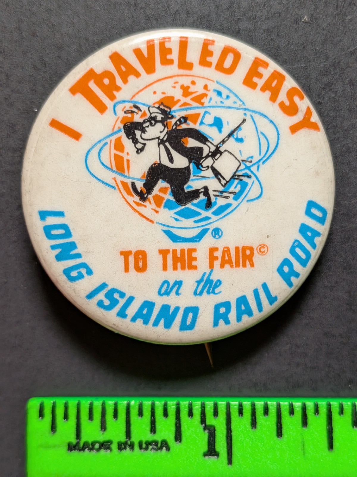 Vintage Long Island Railroad Travel to Fair Pinback Pin