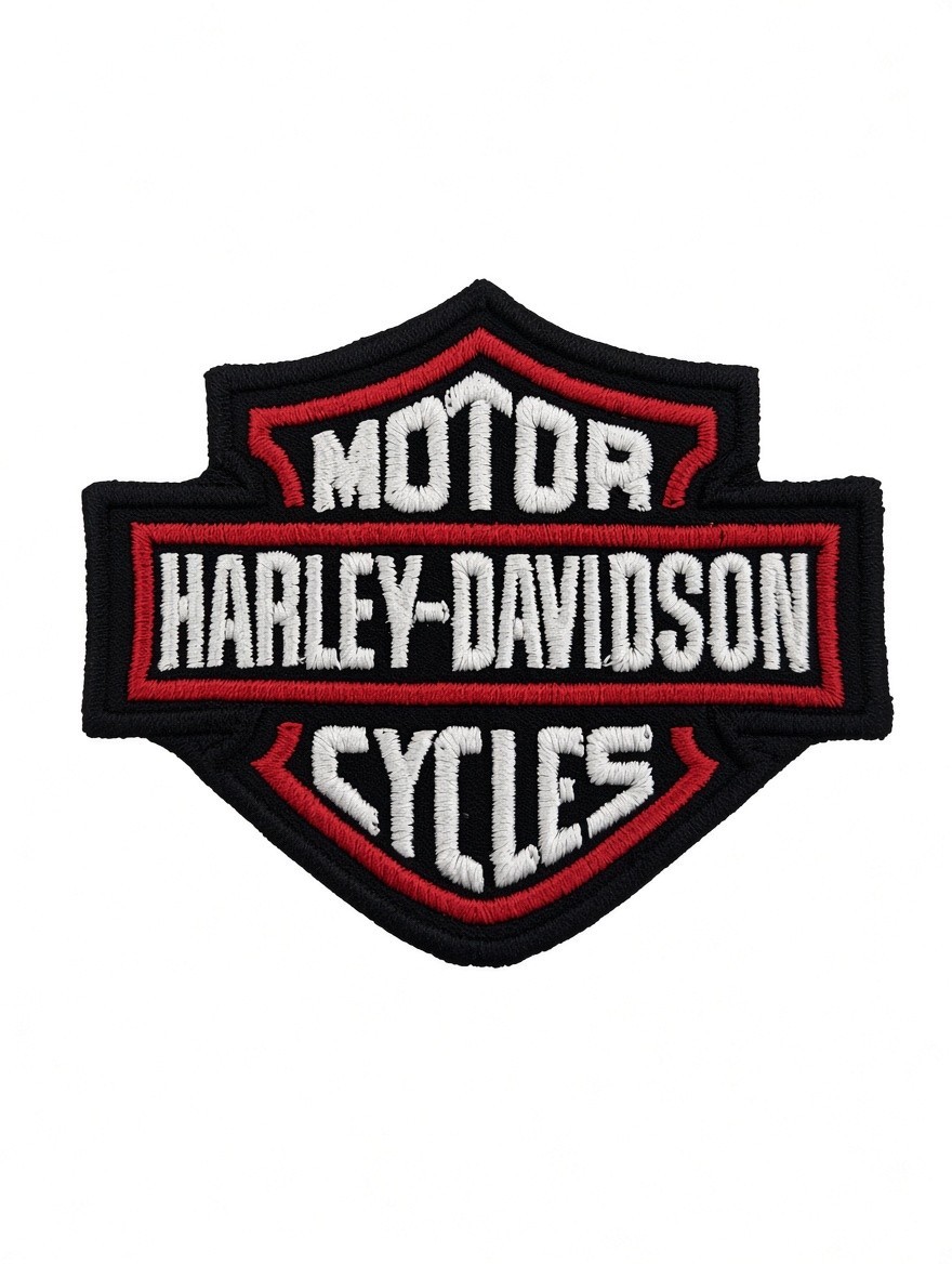 Red and White Harley Davidson Iron On Sew On Patch 2.5x3 Inches