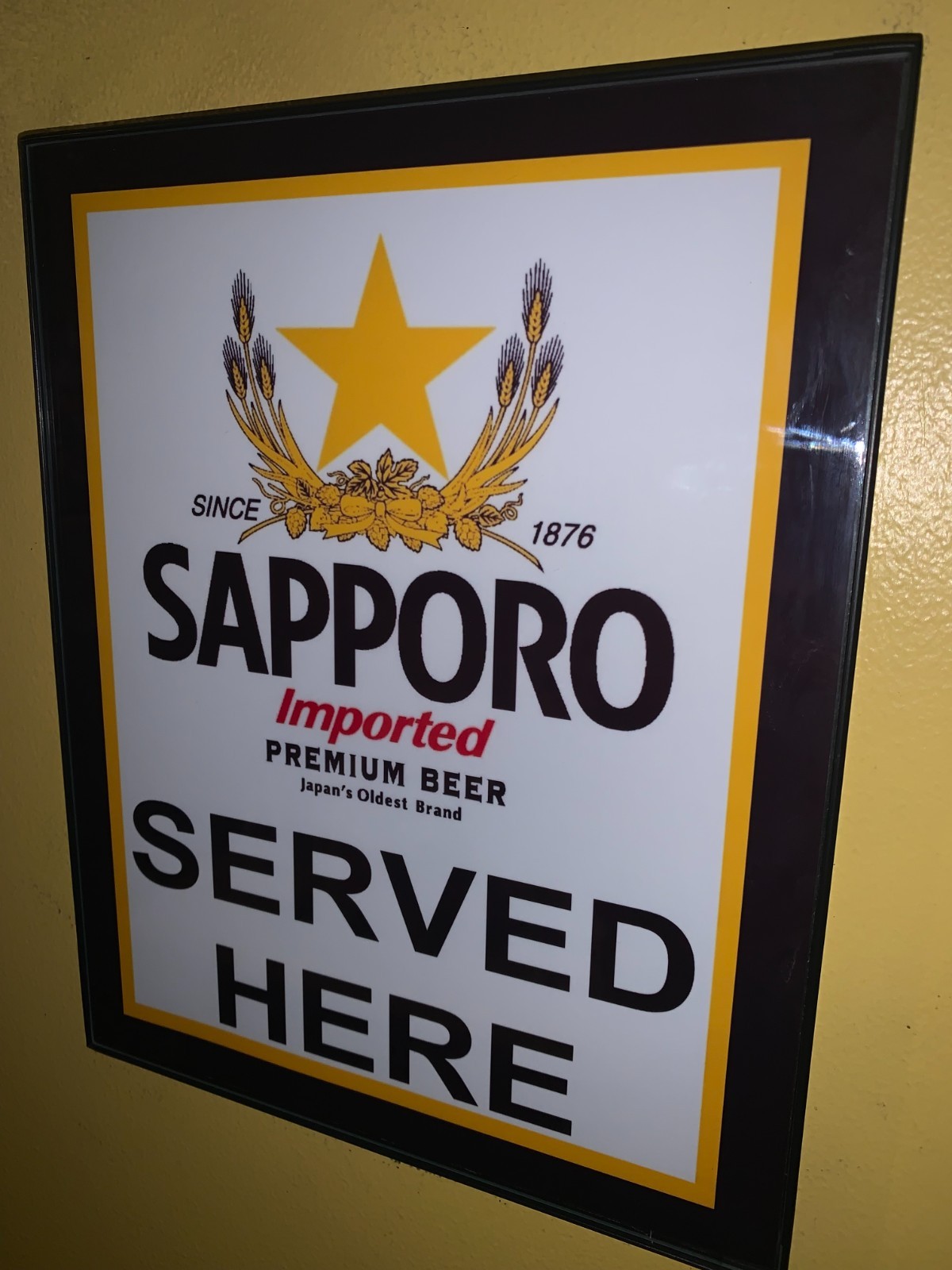 Sapporo Japanese Beer Hibachi Restaurant Bar Man Cave Framed Advertising Sign