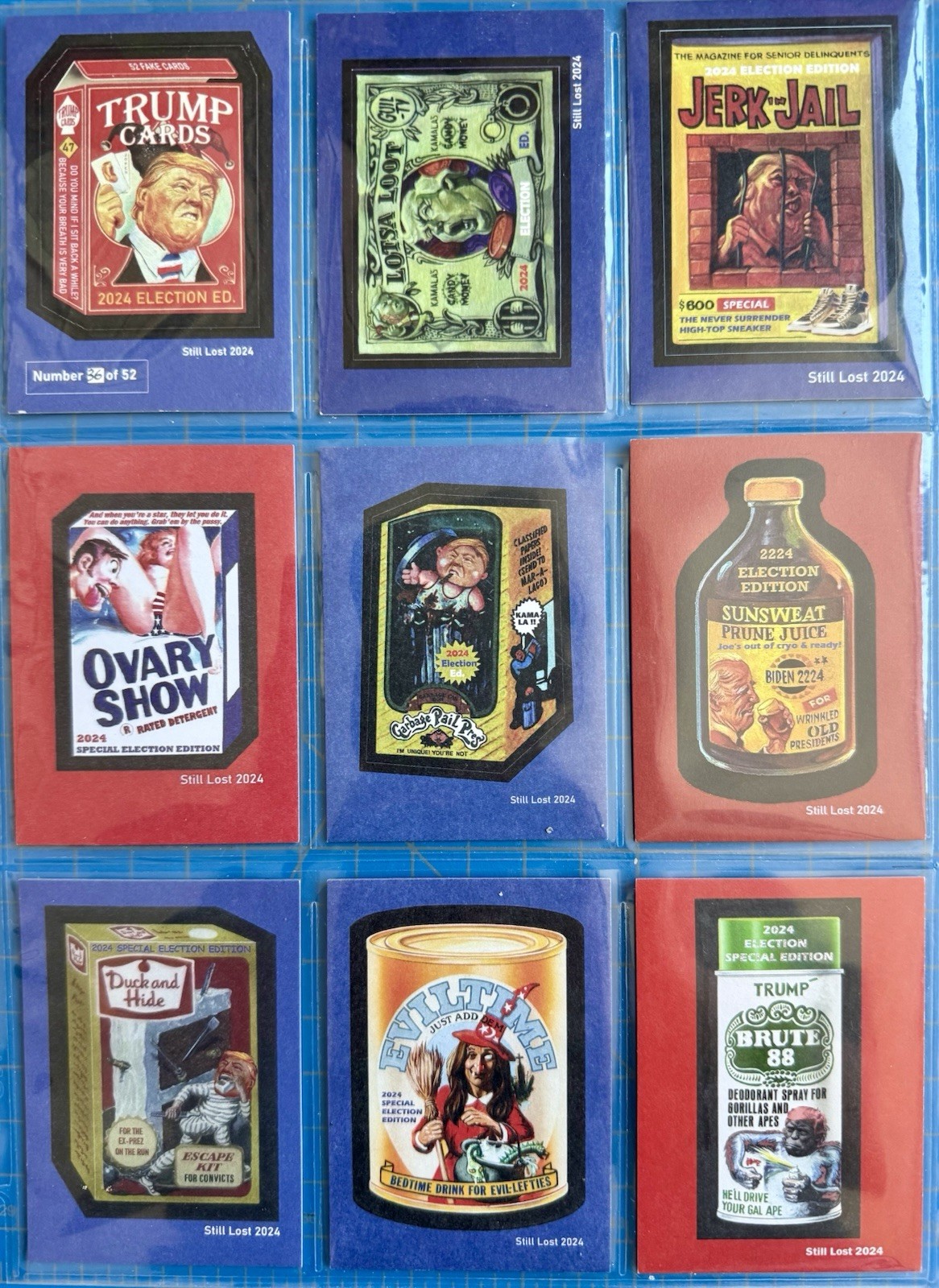 2024 Still Lost Wacky Packages President Complete Set 10 Card + New Checklist