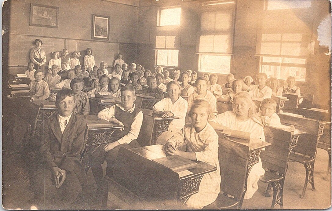RPPC School House Scene Classroom Interior w/ Students at Desks early 1900s