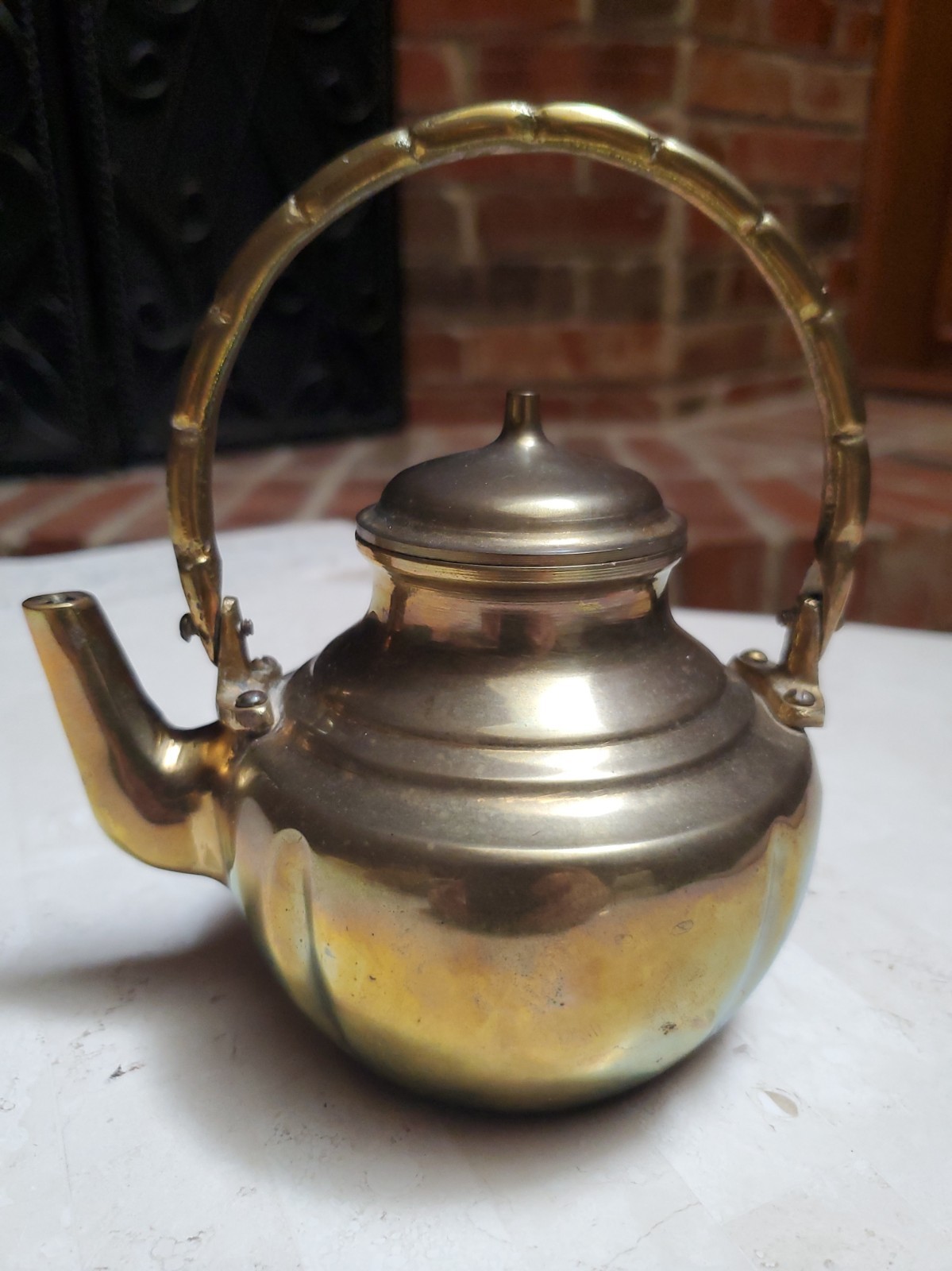 Vintage brass metal teapot Solid Home Decor Antique Art Gold