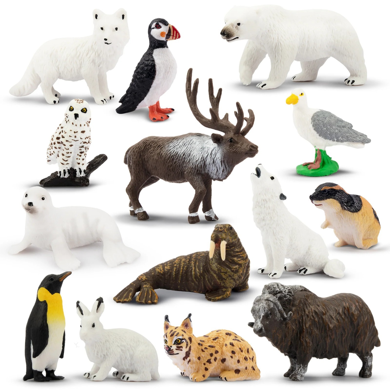 Toymany 14-piece Set of Mini Polar Animal Realistic Collectible Hand Toys Gift Toymany 14-piece Set of Mini Polar Animal Realistic Collectible Hand Toys Gift