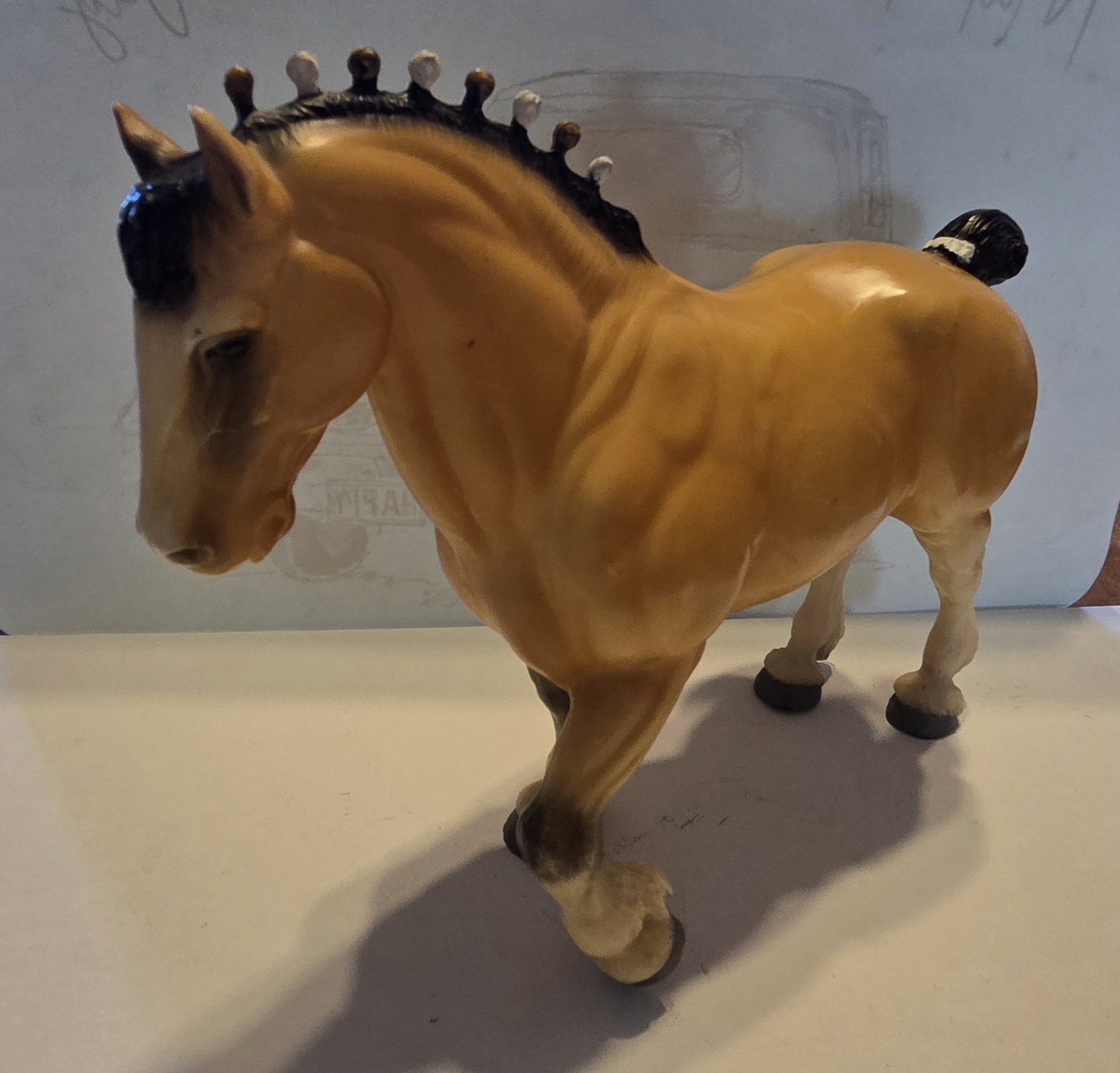 Breyer Vintage  Clydesdale with Gold Bobs and Ribbon & Eye Whites