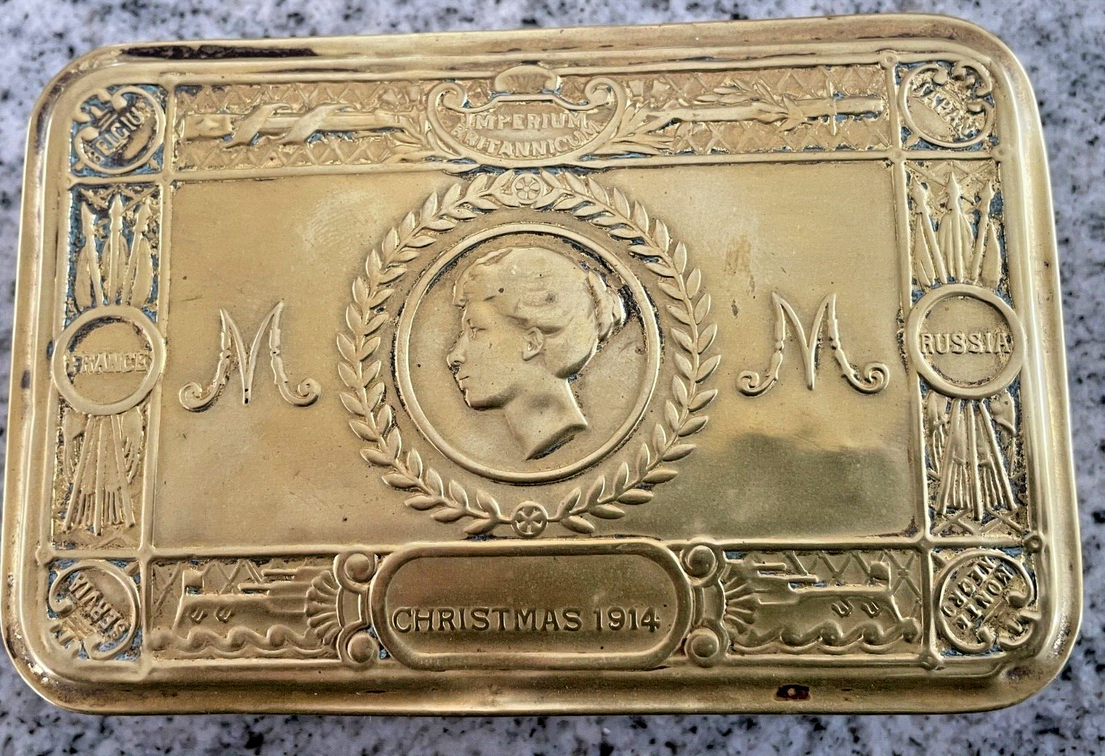 1914 WW1 Princess Mary Christmas Gift Brass Box. Original. Ships Free