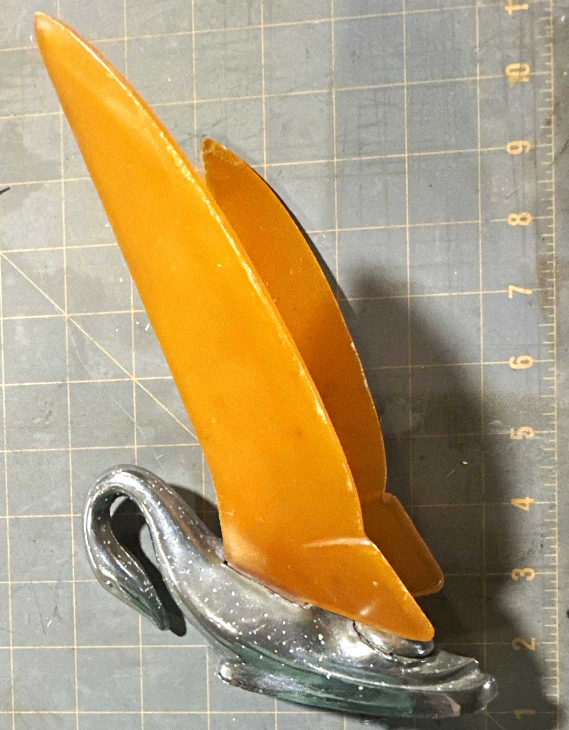 Vintage Packard Chrome Swan Hood Ornament Emblem w/ Illuminating Amber Wings rat