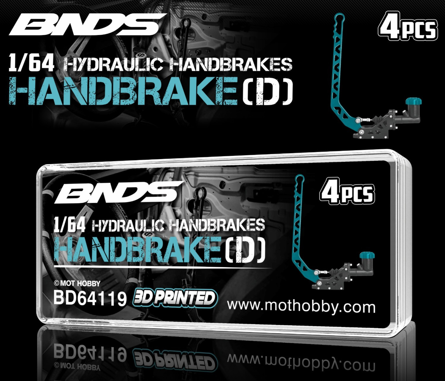 1/64 Scale Hydraulic HANDBRAKE D 3D Printed For Diecast Models (4PCS)  #BD64119