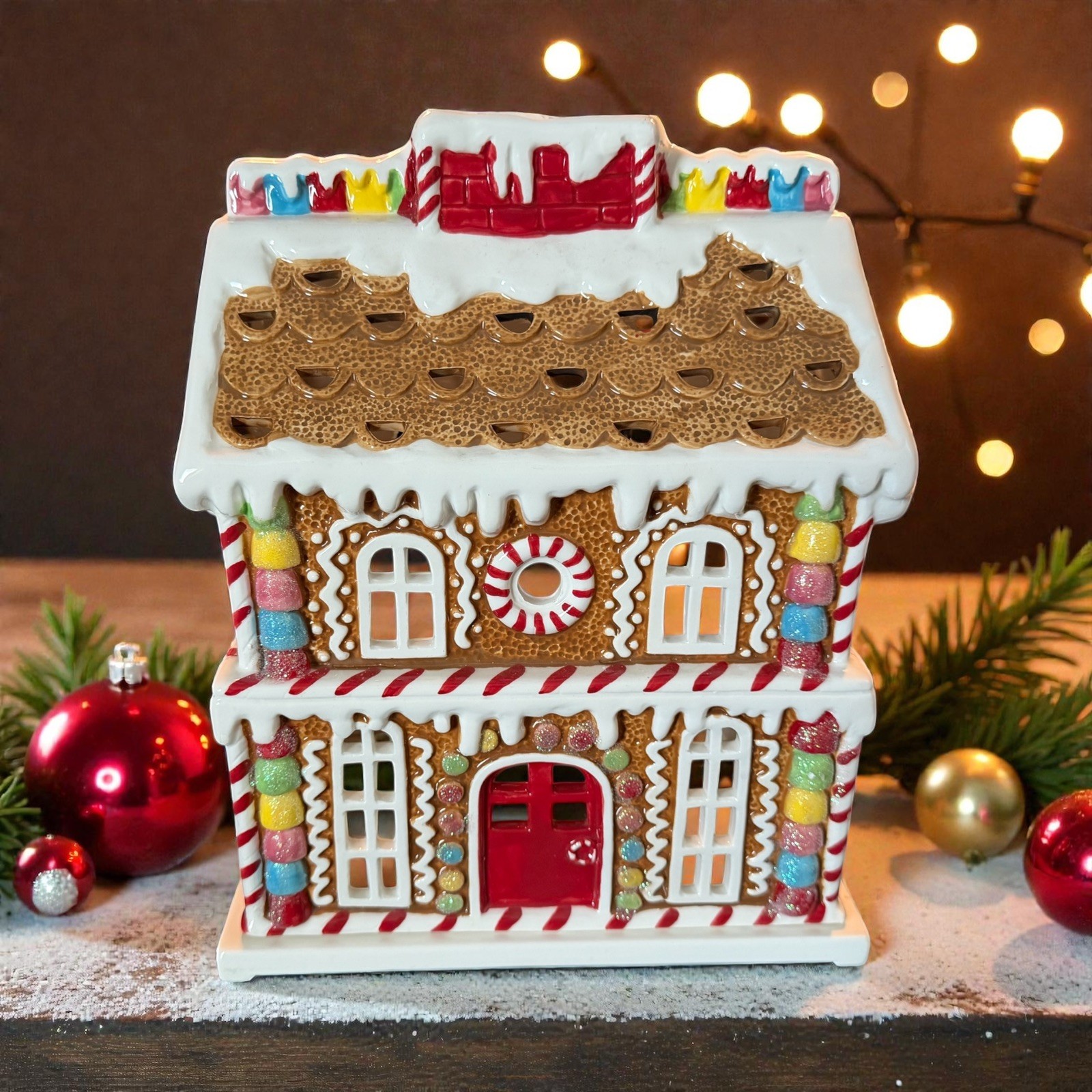 Rare Partylite Iced Gingerbread Christmas Decoration Jar Candle Holder P2506.
