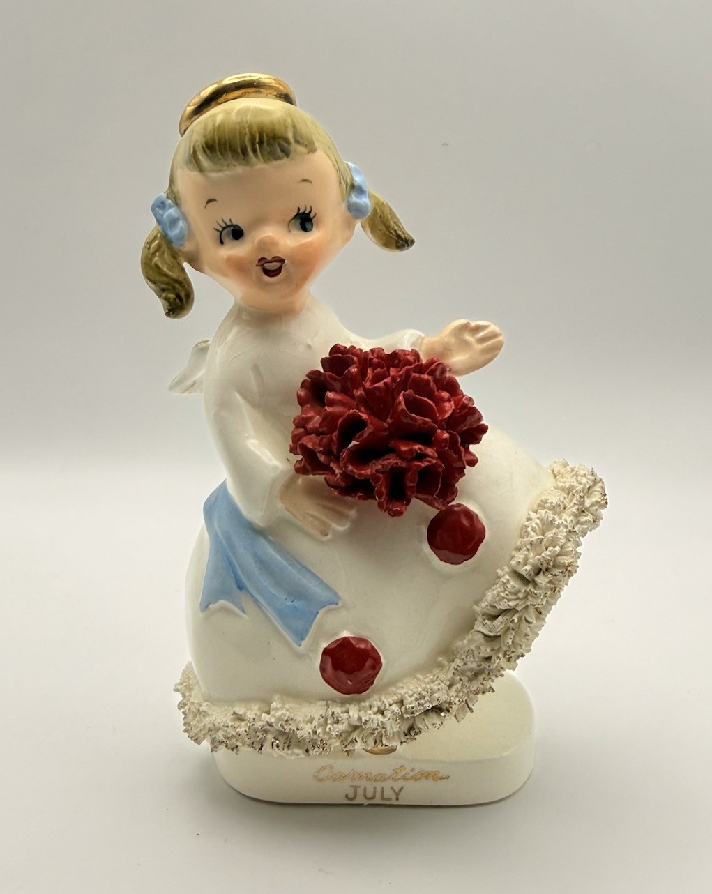 Vintage Consco Marilyn Exclusive Carnation July Girl Angel Figurine 