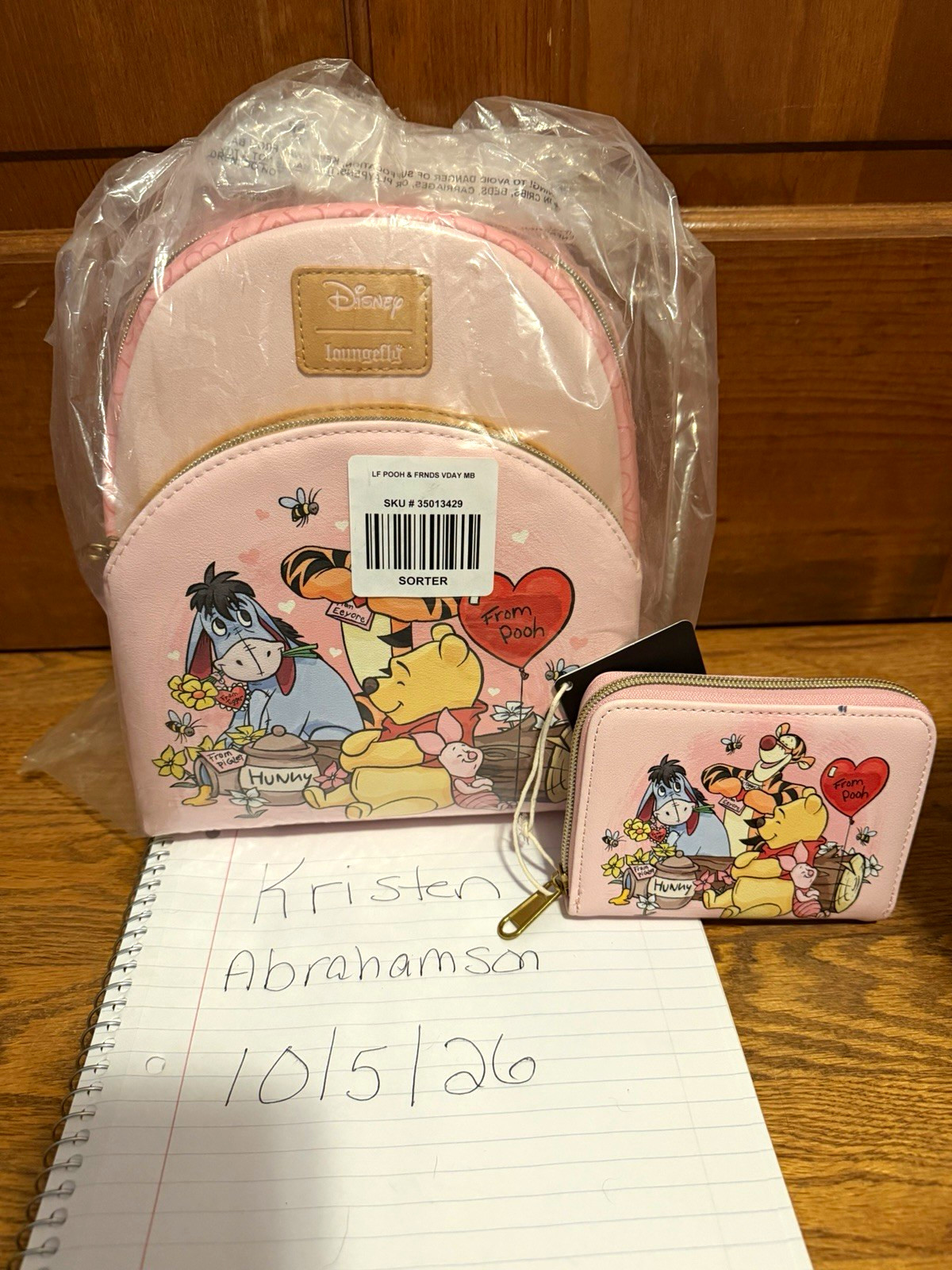 Loungefly Disney Winnie the Pooh Pink Mini Backpack & Wallet/Zip Pouch Set