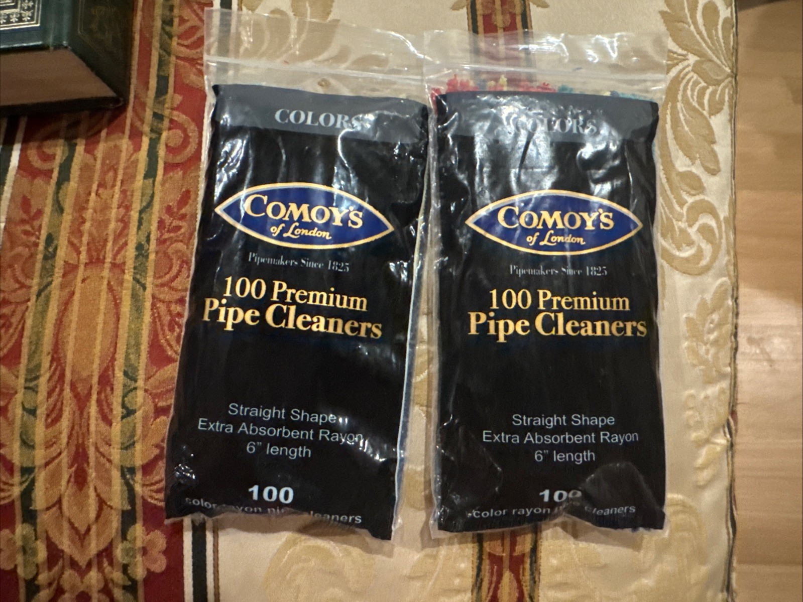Comoy\'s of London Premium Rayon Pipe Cleaners, 2 Sleeves of 100, New Sealed HTF-