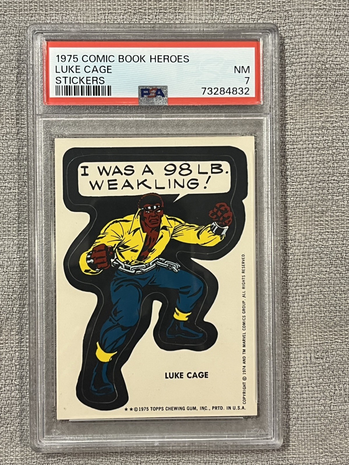 1975 Topps Marvel Luke Cage PSA 7 Rookie RC RARE. Comic Book Heroes Stickers