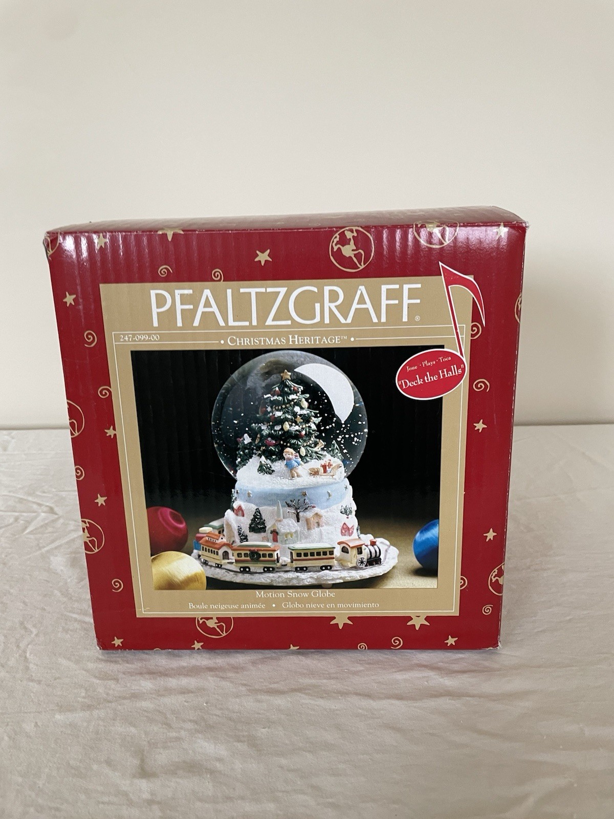 Pfaltzgraff Christmas Motion Snow Globe Music Box ‘Deck the Halls’