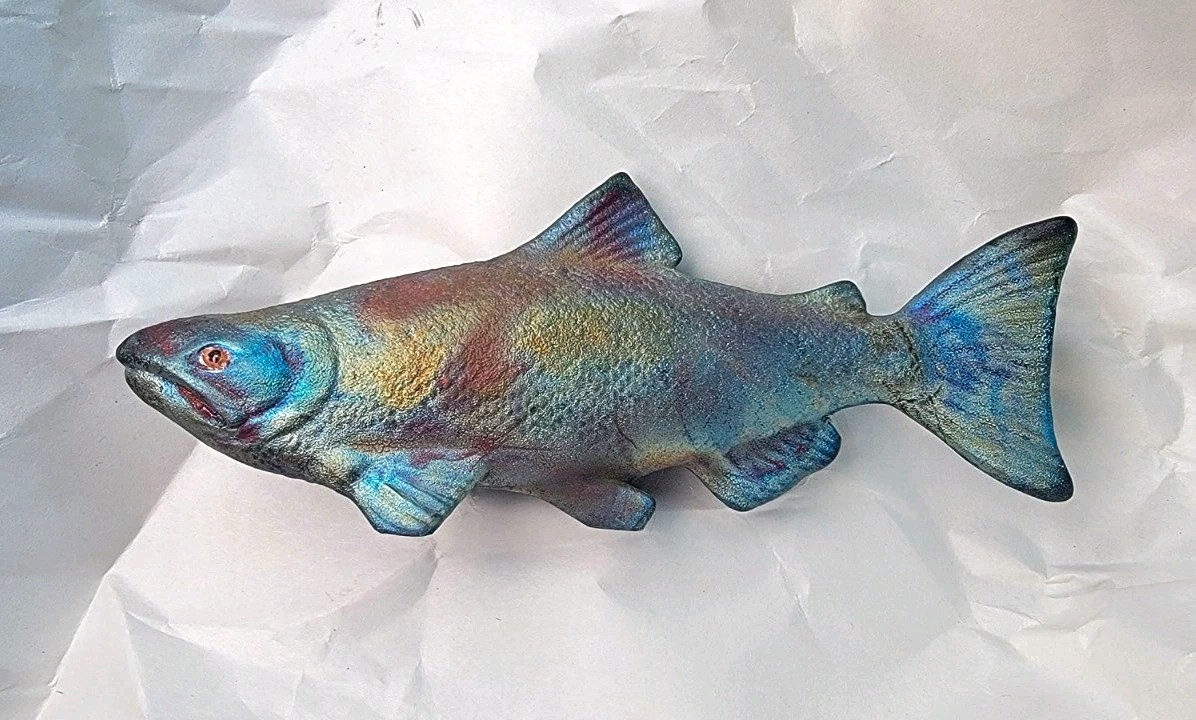Raku pottery Fish Figurine Sculpture decorative display art work H163